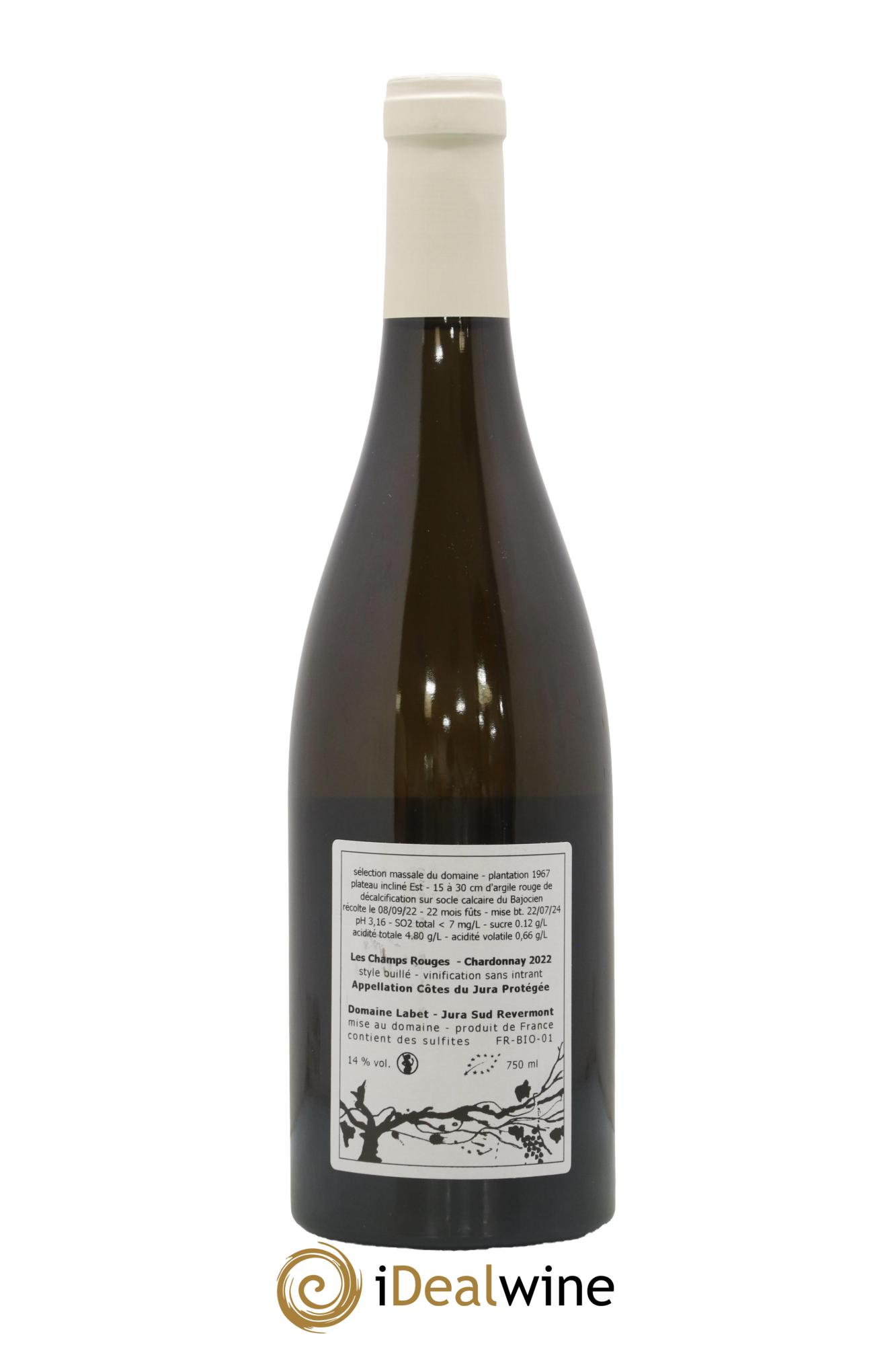 Côtes du Jura Chardonnay Les Champs Rouges Romain - Julien - Charline Labet 2022 - Lot de 1 bouteille - 1