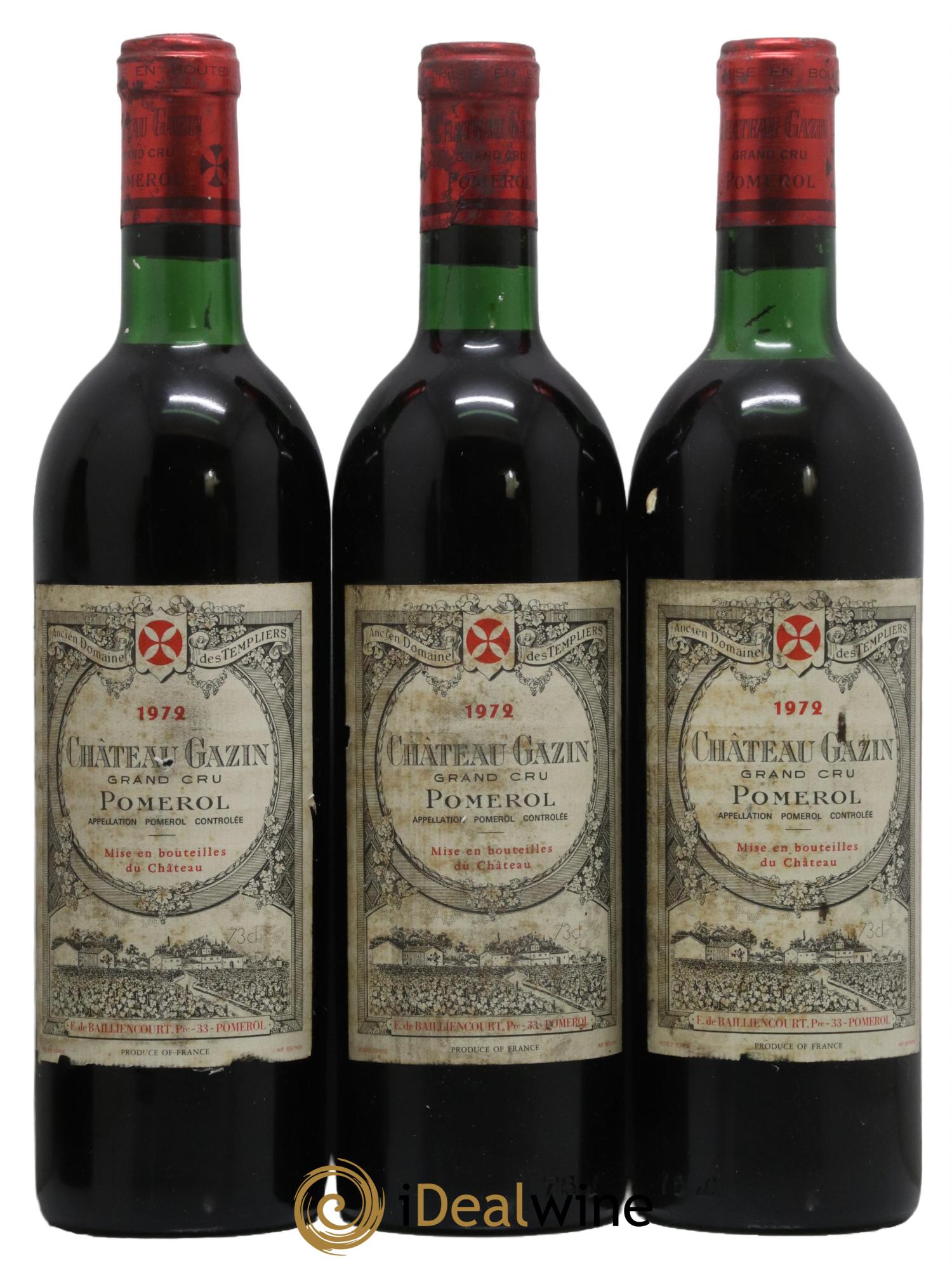 Château Gazin 1972 - Lot de 3 bouteilles - 0