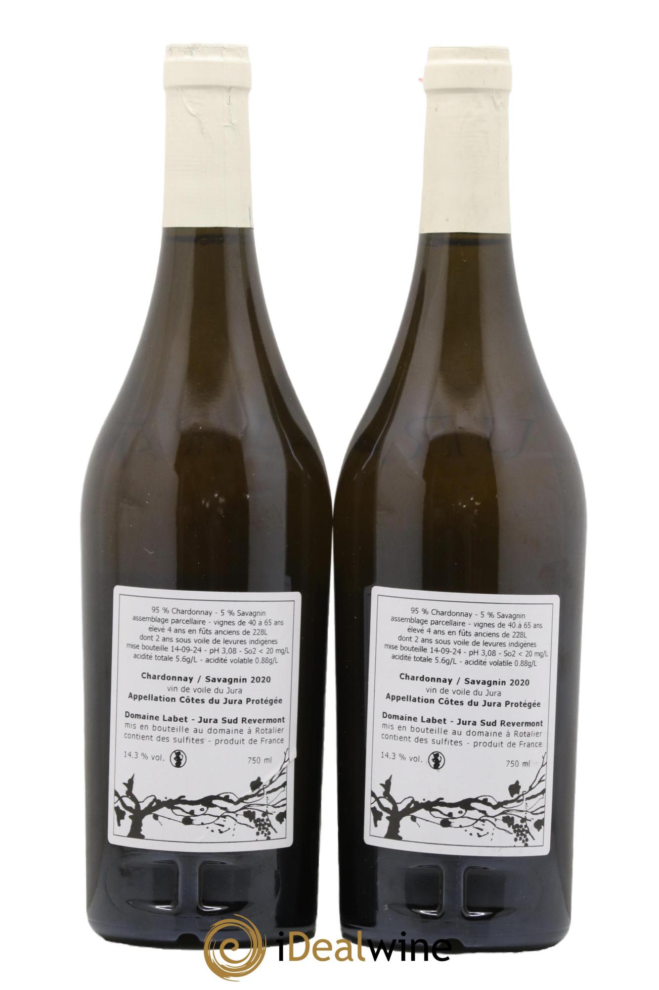 Côtes du Jura Vin de Voile Chardonnay-Savagnin cuvée de garde Romain - Julien  - Charline Labet 2020 - Lot of 2 bottles - 1