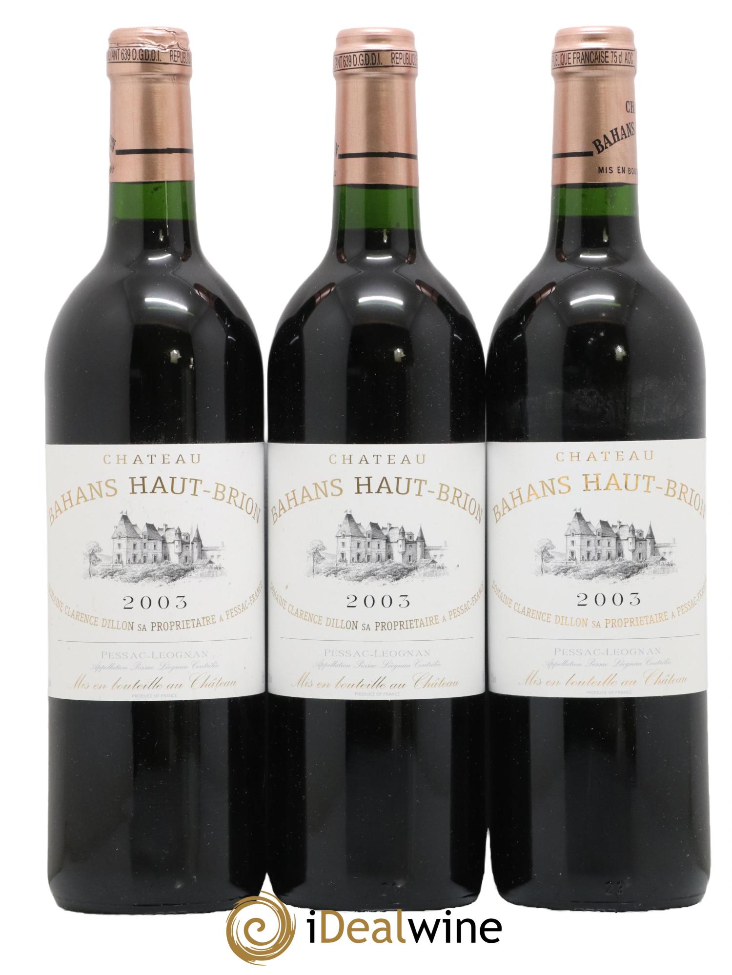 Clarence (Bahans) de Haut-Brion Second Vin 2003 - Lot de 3 bouteilles - 0