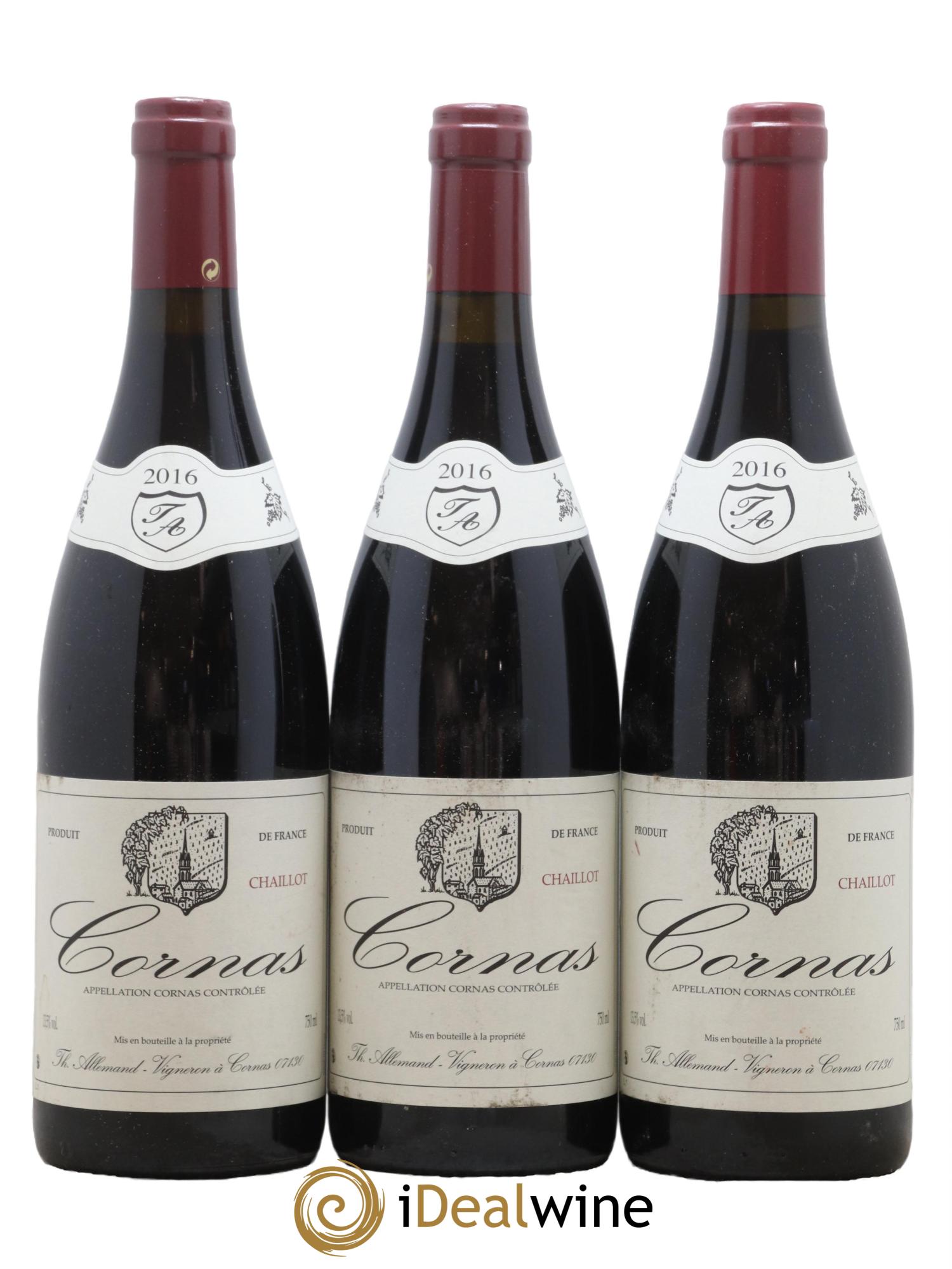 Cornas Chaillot Thierry Allemand 2016 - Lot de 3 bouteilles - 0