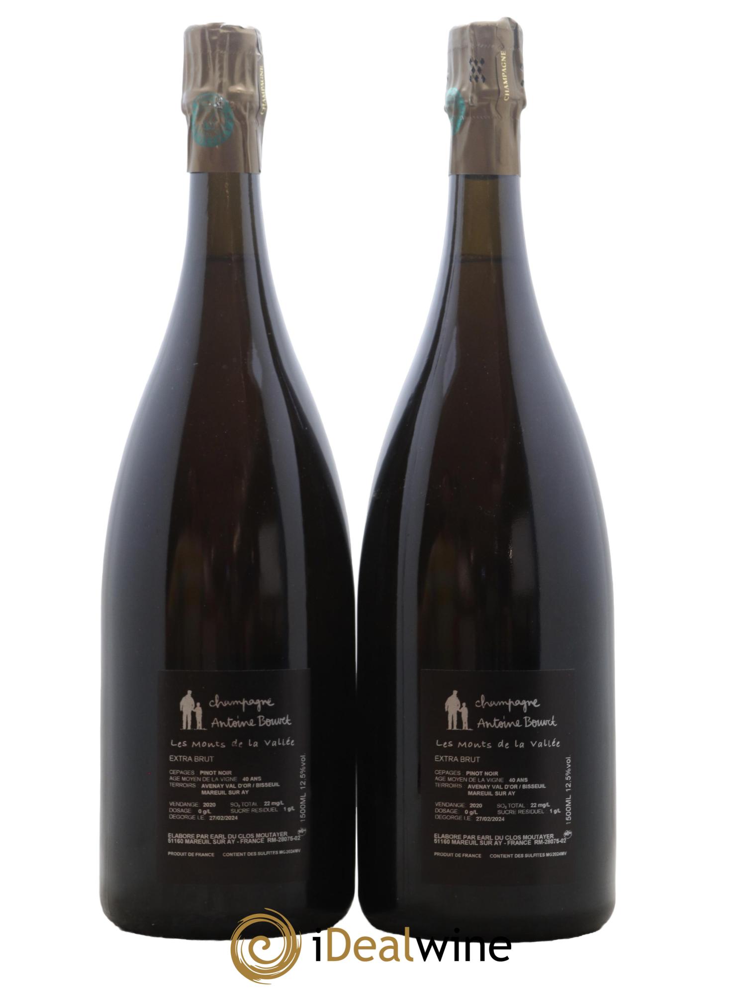 Champagne Les Monts de la Vallée Blanc de Noirs Extra Brut Antoine Bouvet 2020 - Lot de 2 magnums - 1