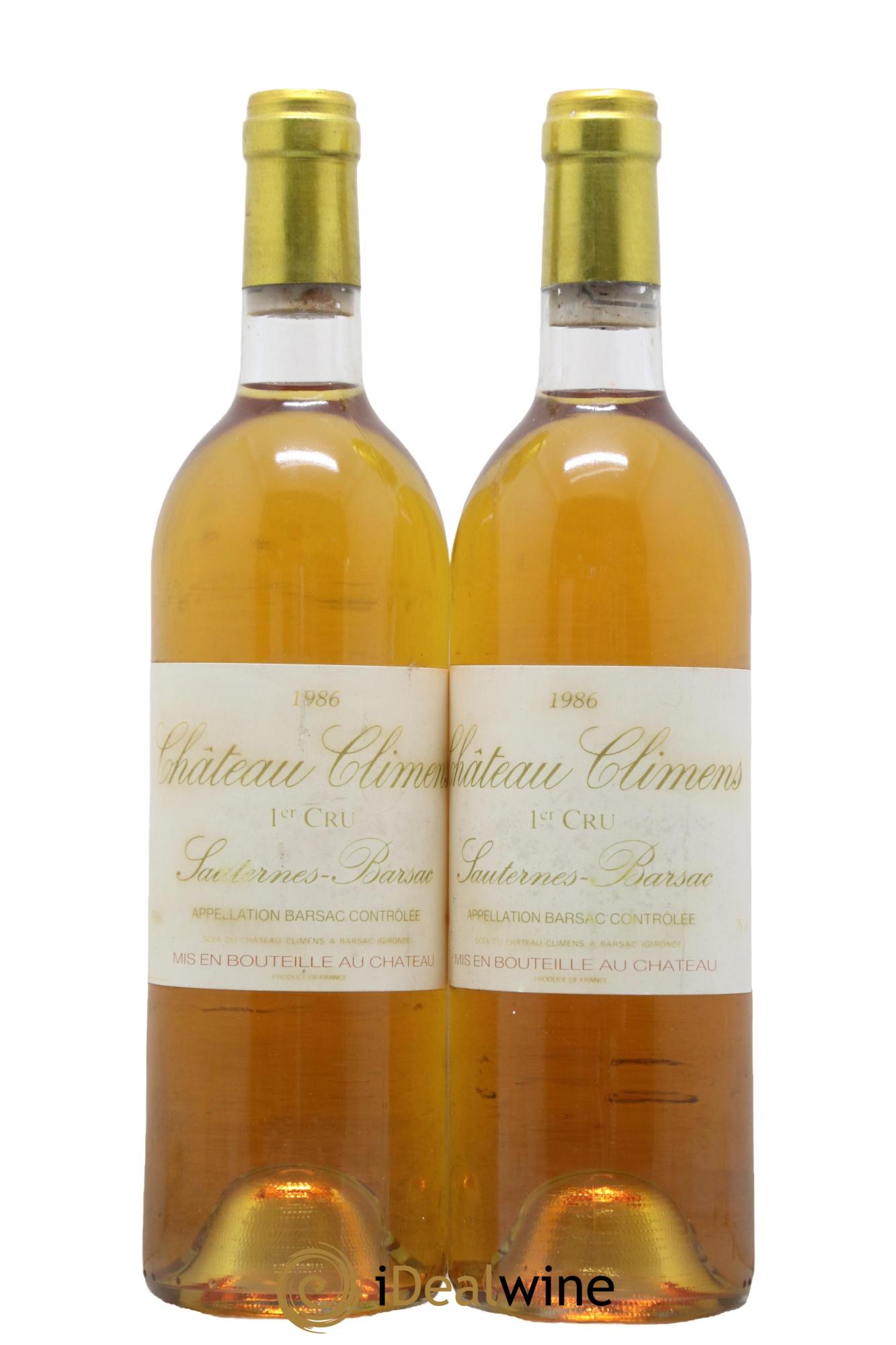 Château Climens 1er Grand Cru Classé 1986 - Lotto di 2 bottiglie - 0