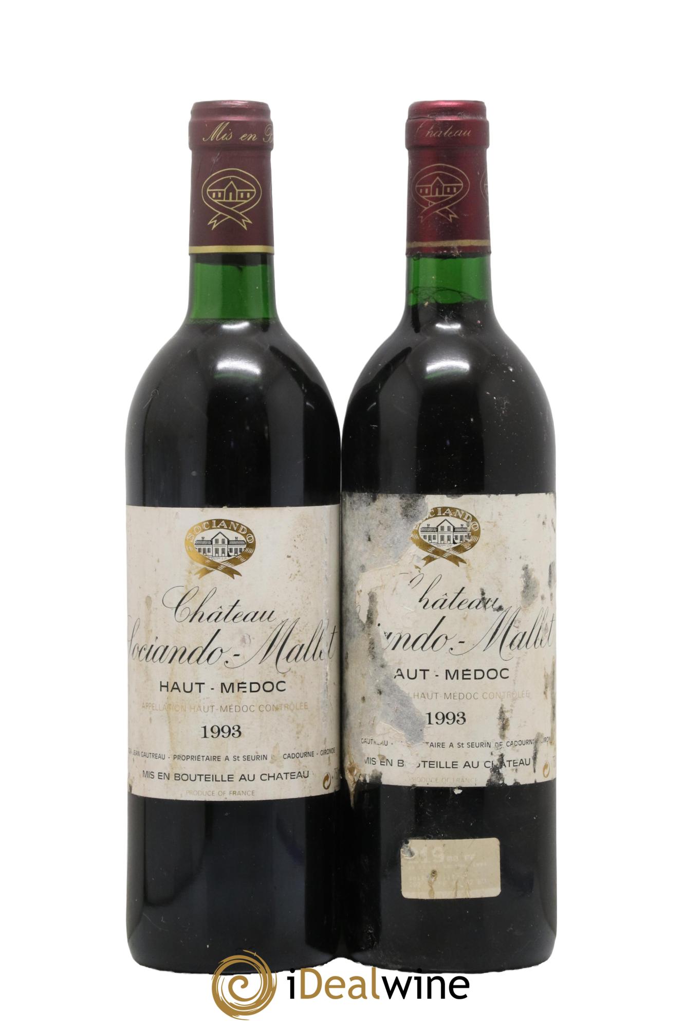 Château Sociando Mallet 1993 - Lotto di 2 bottiglie - 0