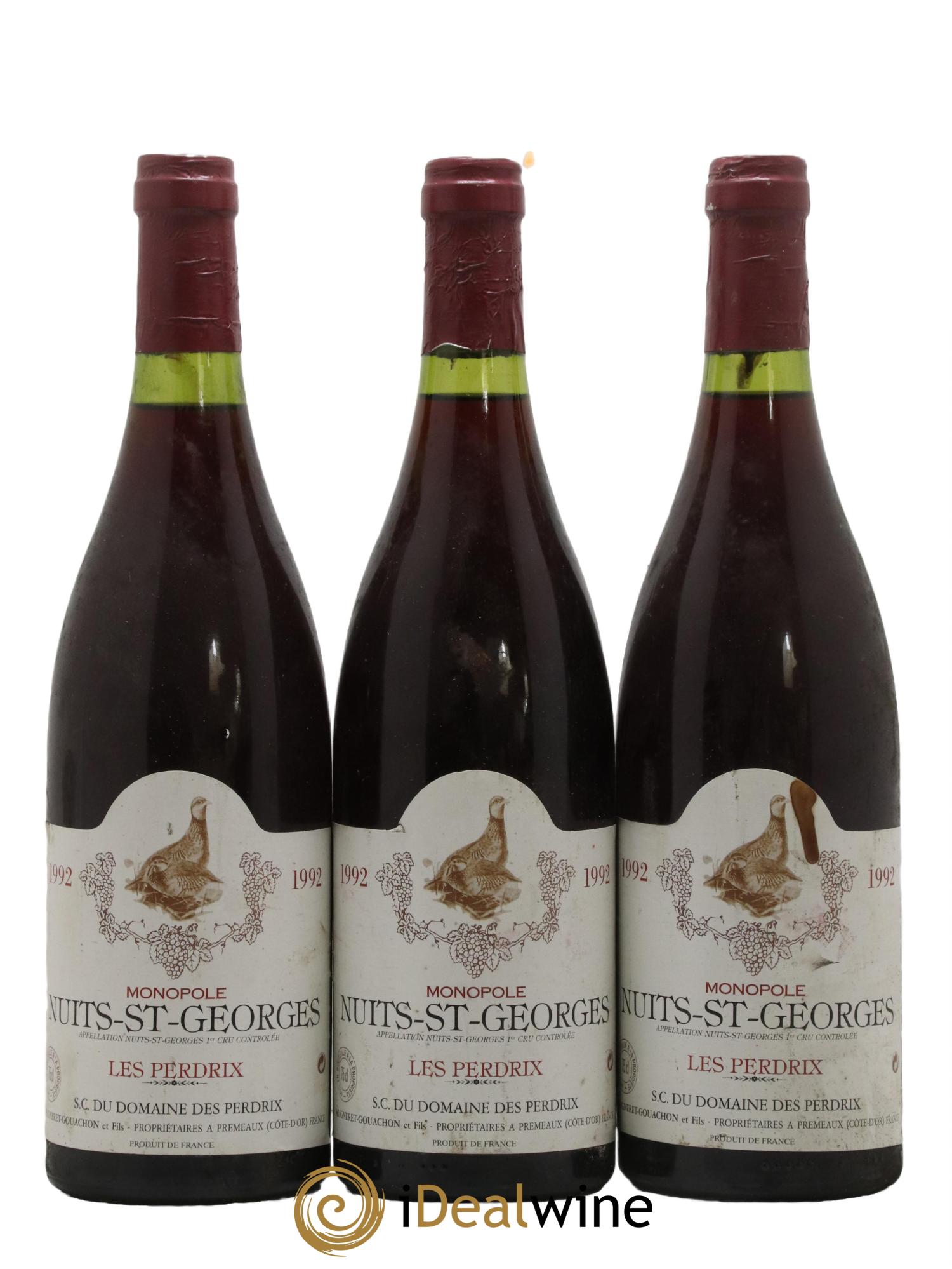 Nuits-Saint-Georges 1er Cru Les Perdrix Domaine des Perdrix 1992 - Lot de 3 bouteilles - 0