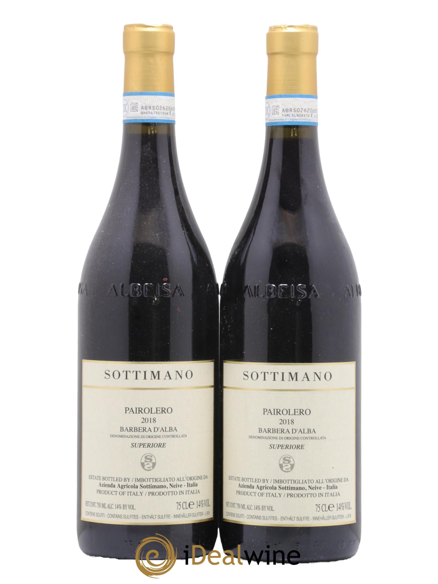 Barbera d'Alba Pairolero Sottimano 2018 - Lot de 2 bouteilles - 0