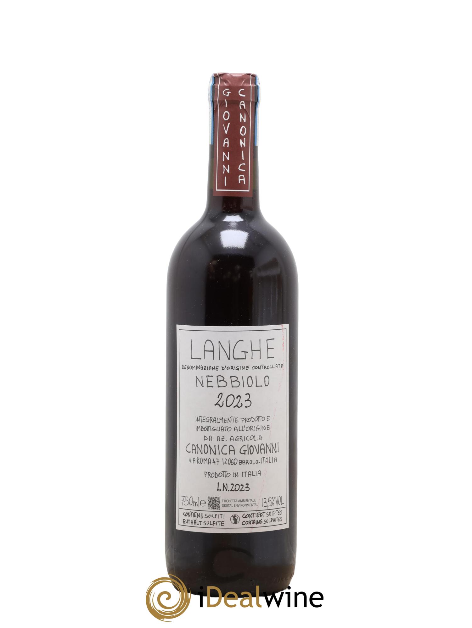 Langhe DOC Nebbiolo Giovanni Canonica 2023 - Lot de 1 bouteille - 0