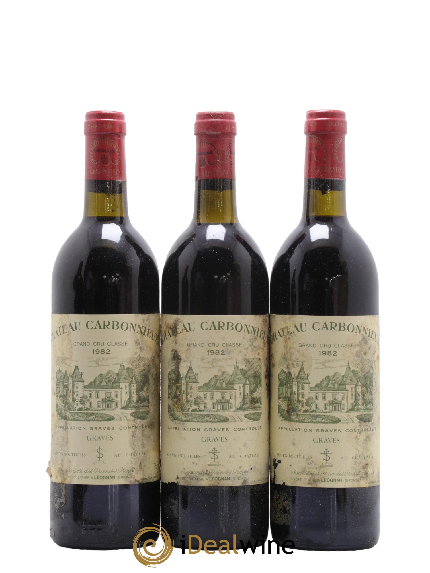 Château Carbonnieux Cru Classé de Graves 1982 - Lot de 3 bouteilles - 0
