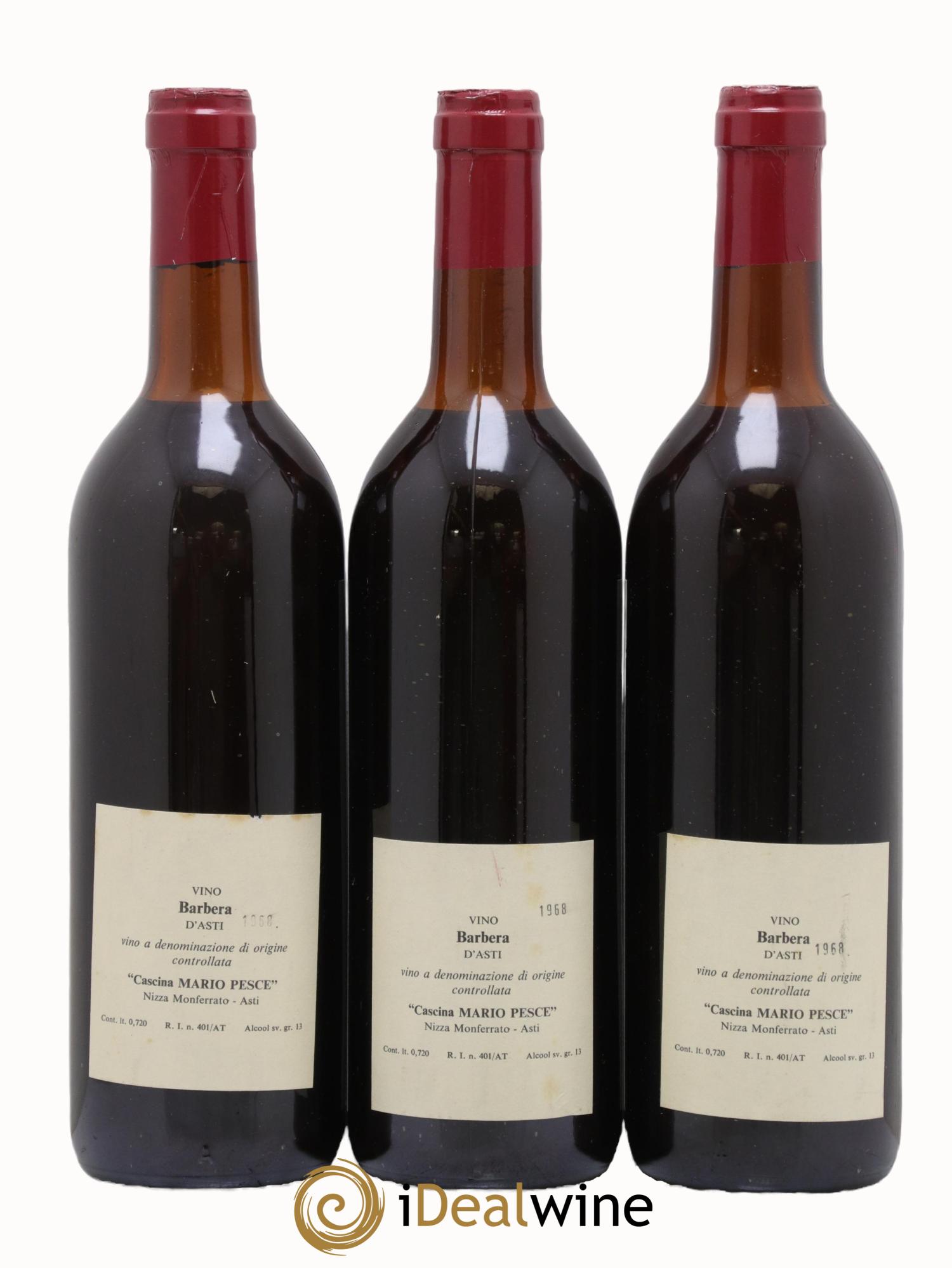 Piémont Barbera D'Asti Cascina Mario Pesce 1968 - Lot of 3 bottles - 1