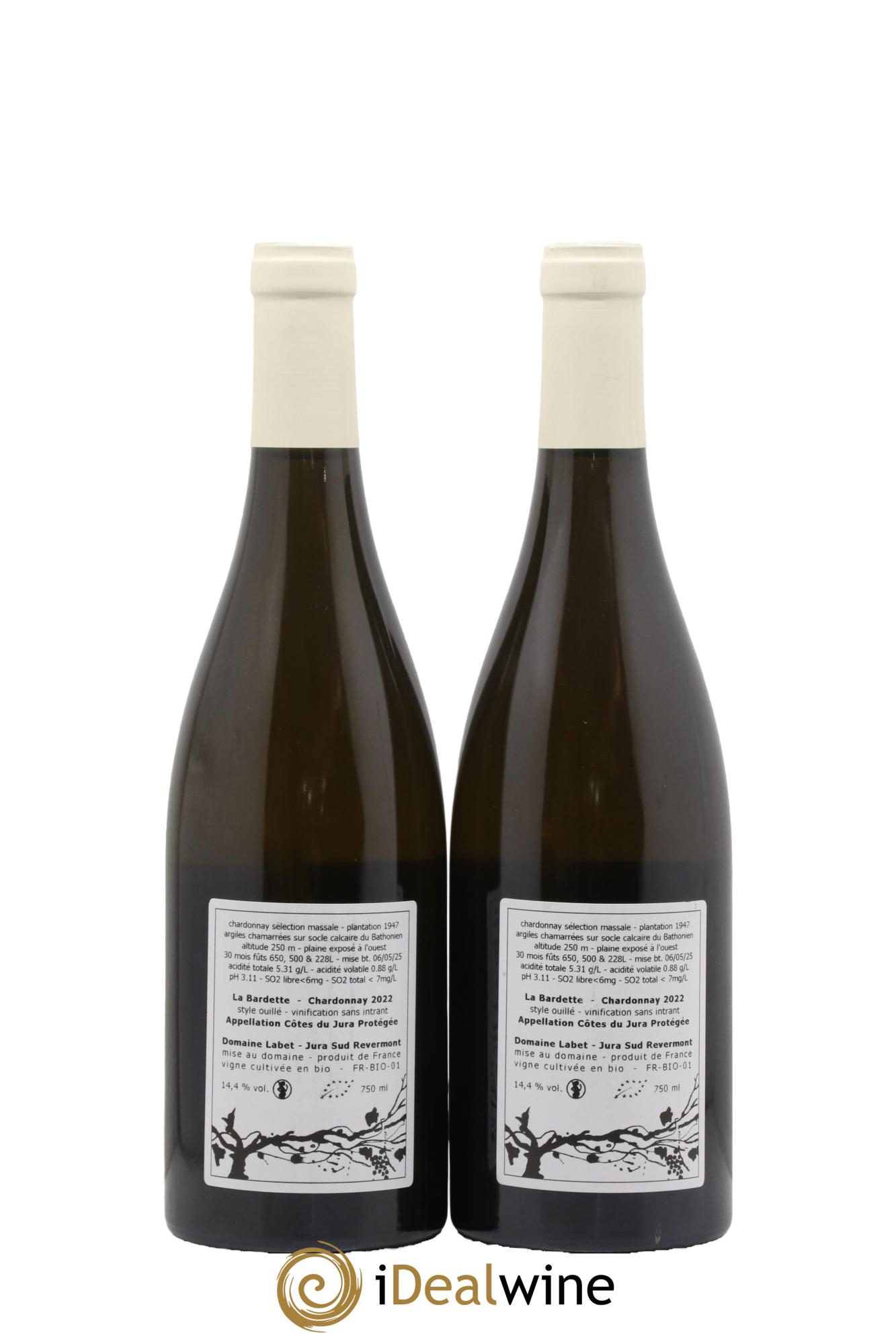Côtes du Jura Chardonnay La Bardette Romain - Julien  - Charline Labet 2022 - Lotto di 2 bottiglie - 1