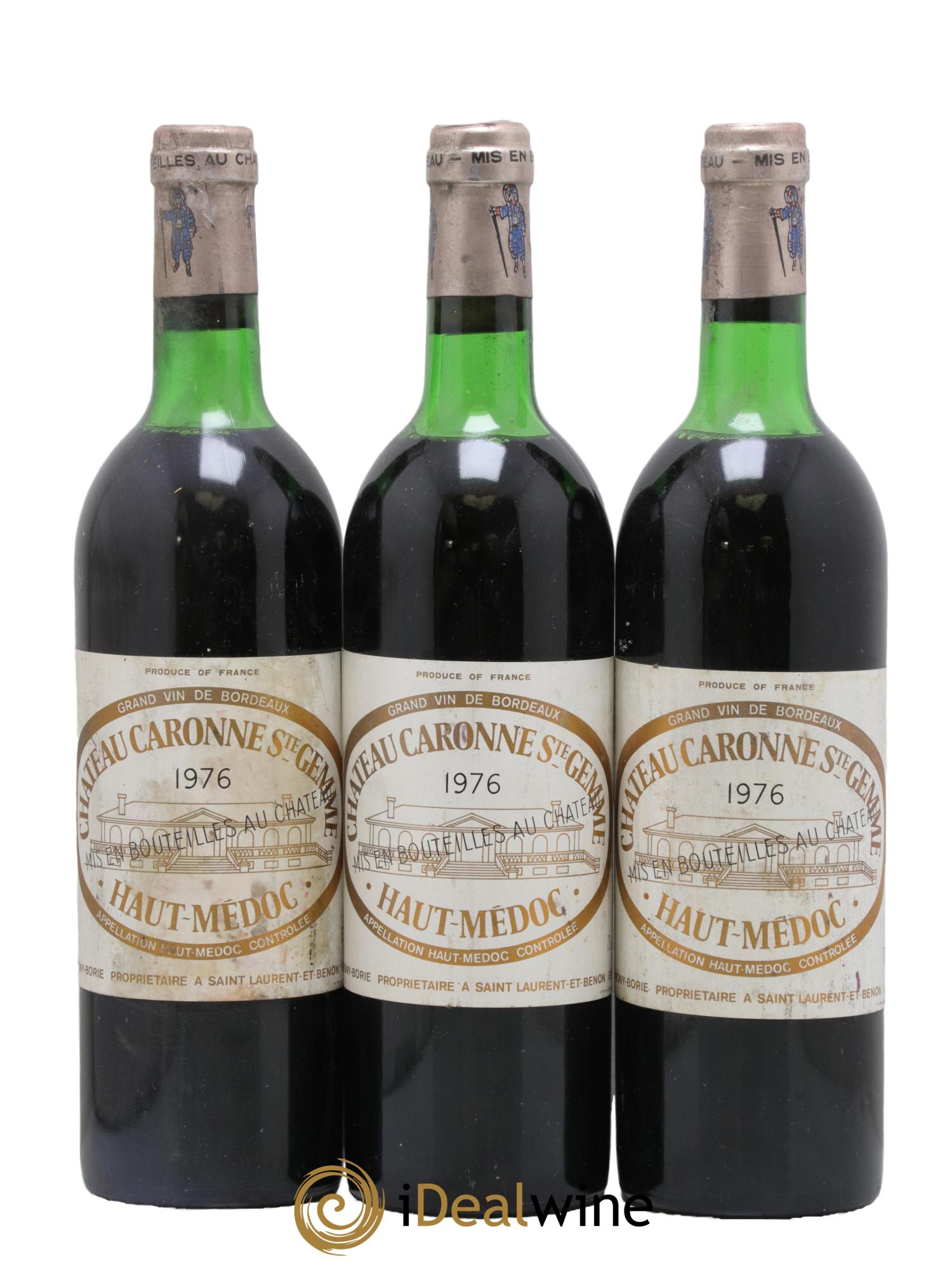 Château Caronne Sainte-Gemme Cru Bourgeois 1976 - Lot de 3 bouteilles - 0