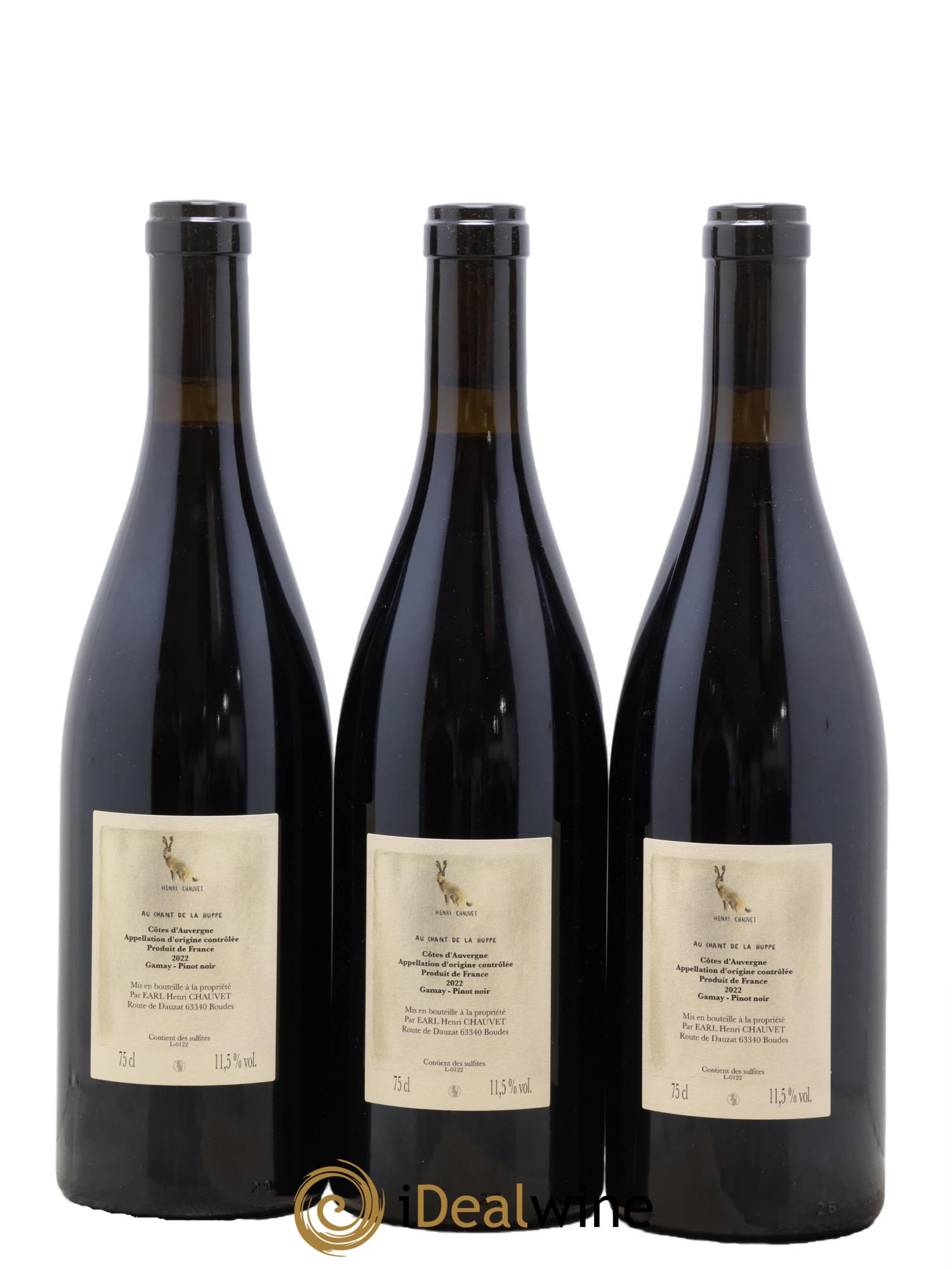Côtes d'Auvergne Au Chant de la Huppe Henri Chauvet 2022 - Lot de 3 bouteilles - 1
