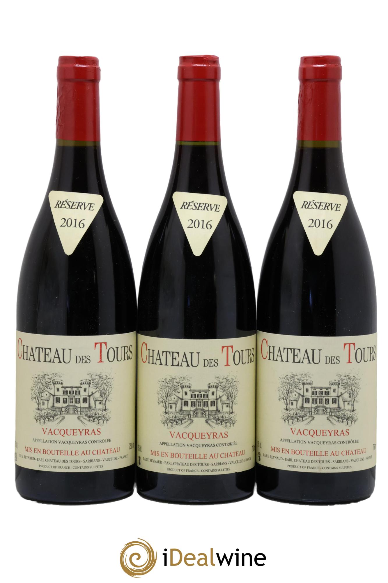 Vacqueyras Château des Tours Emmanuel Reynaud 2016 - Lot de 3 bouteilles - 0