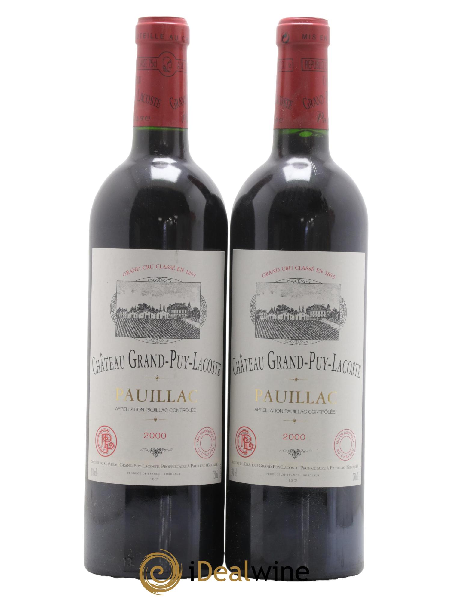 Château Grand Puy Lacoste 5ème Grand Cru Classé 2000 - Posten von 2 Flaschen - 0