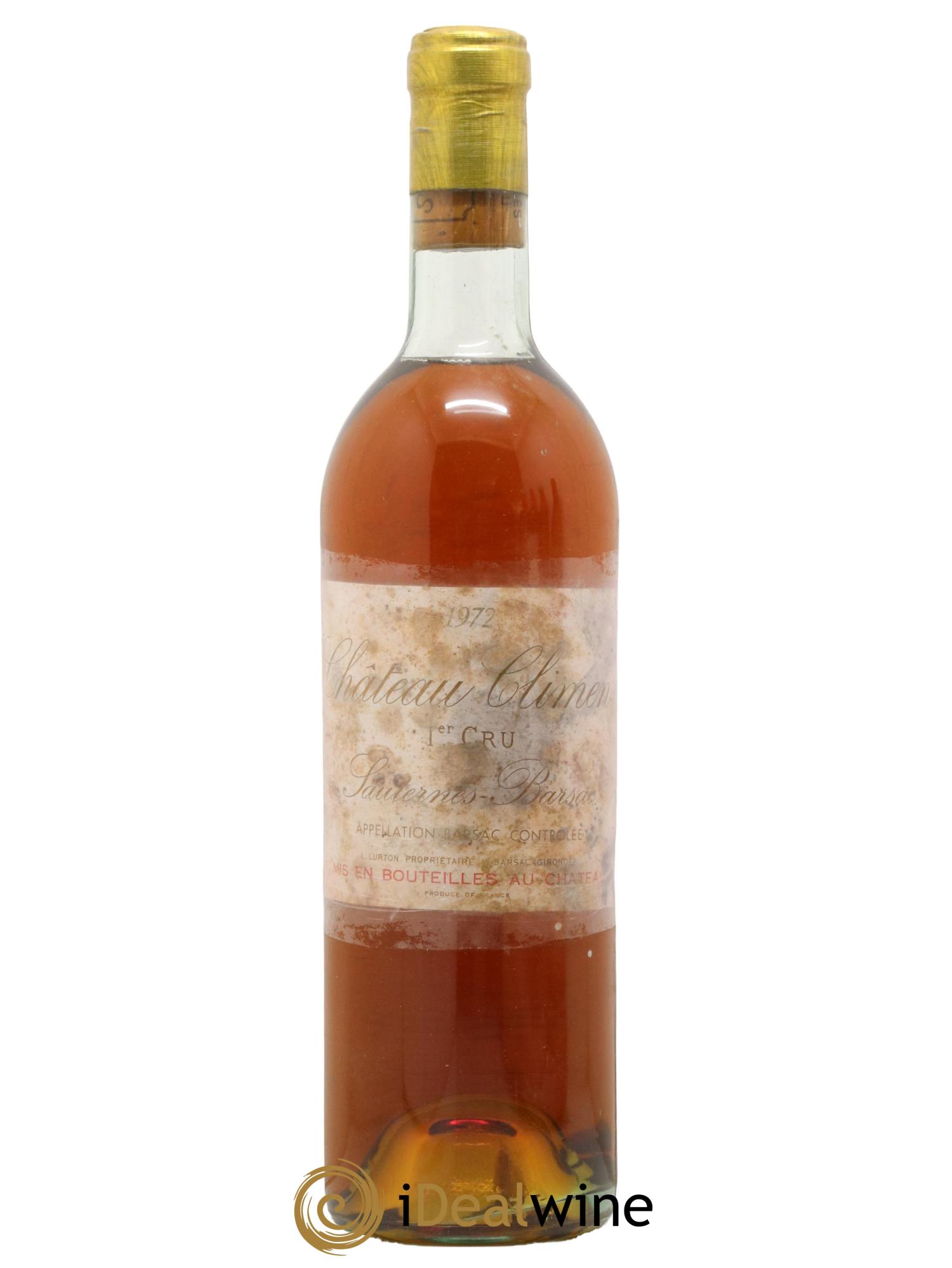 Château Climens 1er Grand Cru Classé  1972 - Lot de 1 bouteille - 0