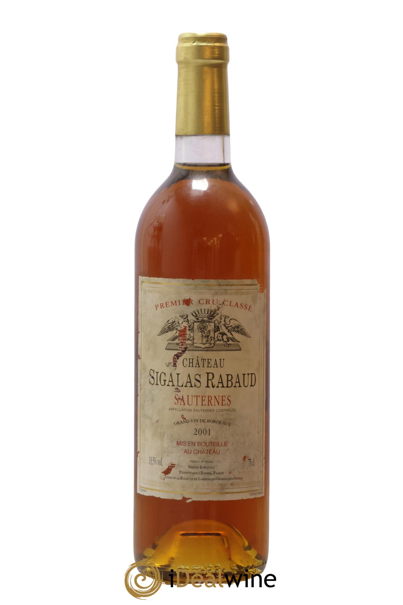 Château Sigalas Rabaud 1er Grand Cru Classé 2001 - Lotto di 1 bottiglia - 0