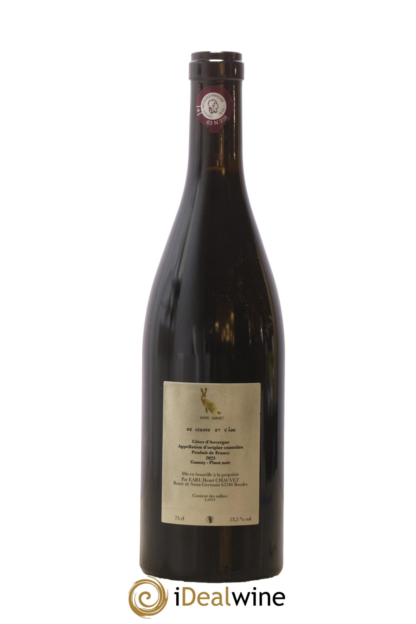 Côtes d'Auvergne De Cendre et d'Ame Henri Chauvet 2023 - Lot of 1 bottle - 1
