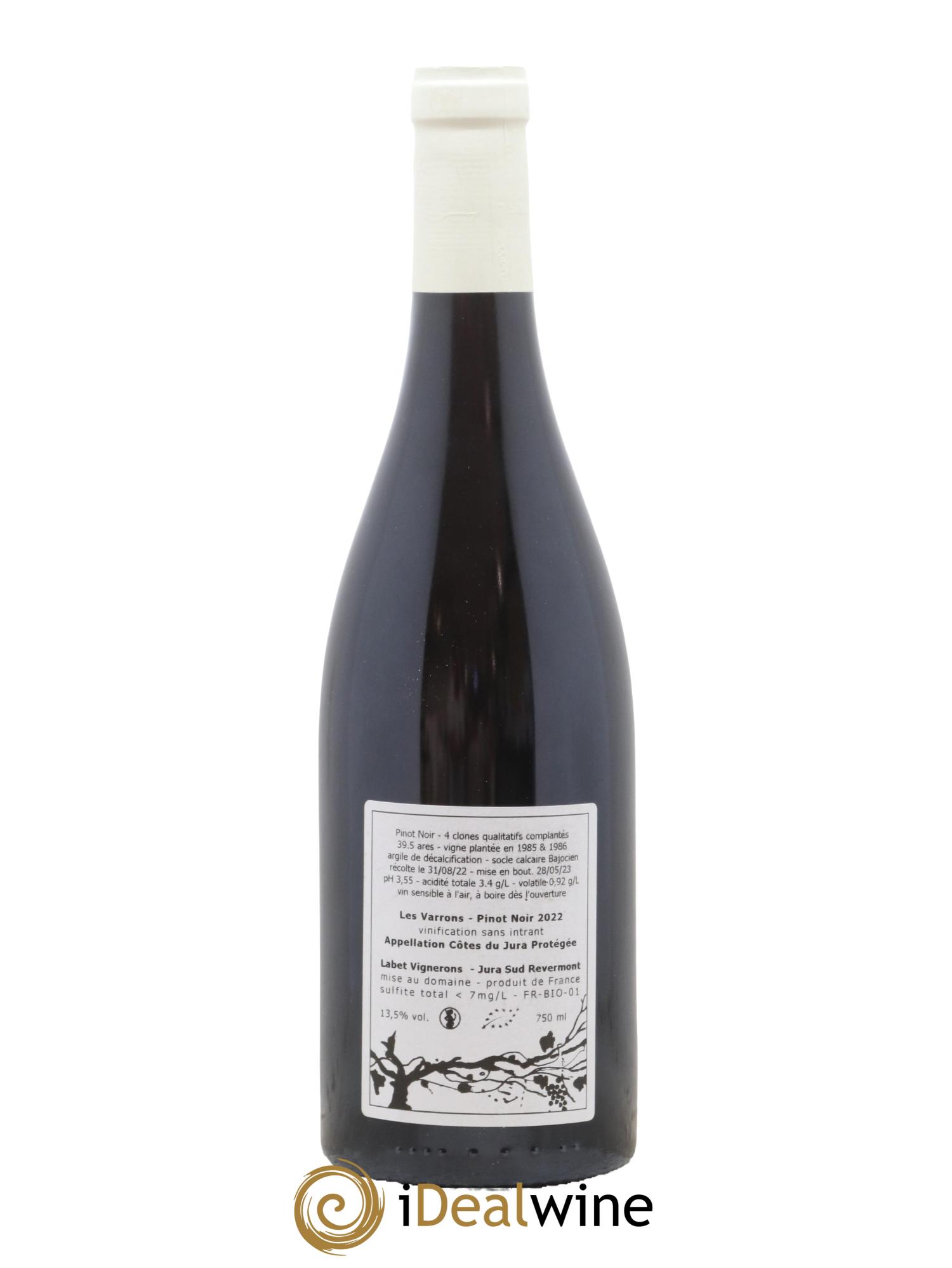 Côtes du Jura Pinot Noir Les Varrons Sélection Massale Romain - Julien - Charline Labet 2022 - Lot de 1 bouteille - 1