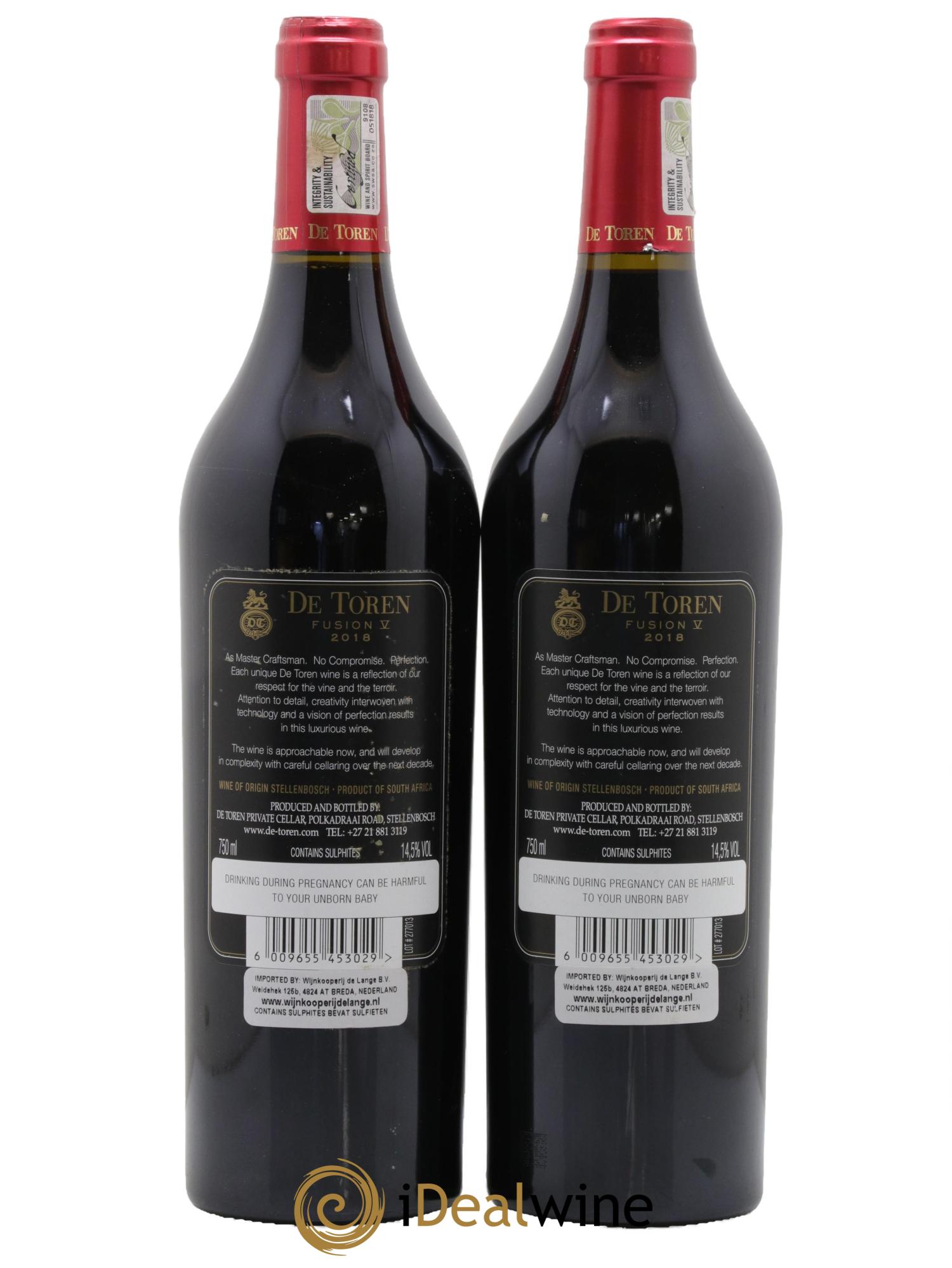Afrique du Sud Stellenbosch Fusion V de Toren Private Cellar 2018 - Lot de 2 bouteilles - 1