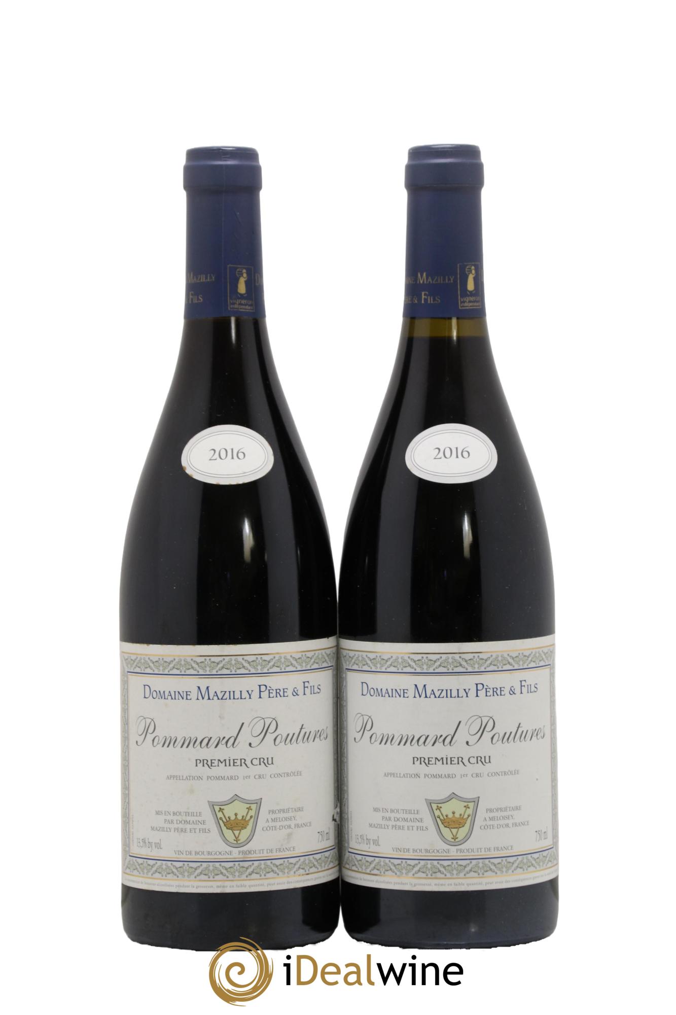 Pommard 1er Cru Poutures Domaine Mazilly Pere et Fils 2016 - Lot de 2 bouteilles - 0