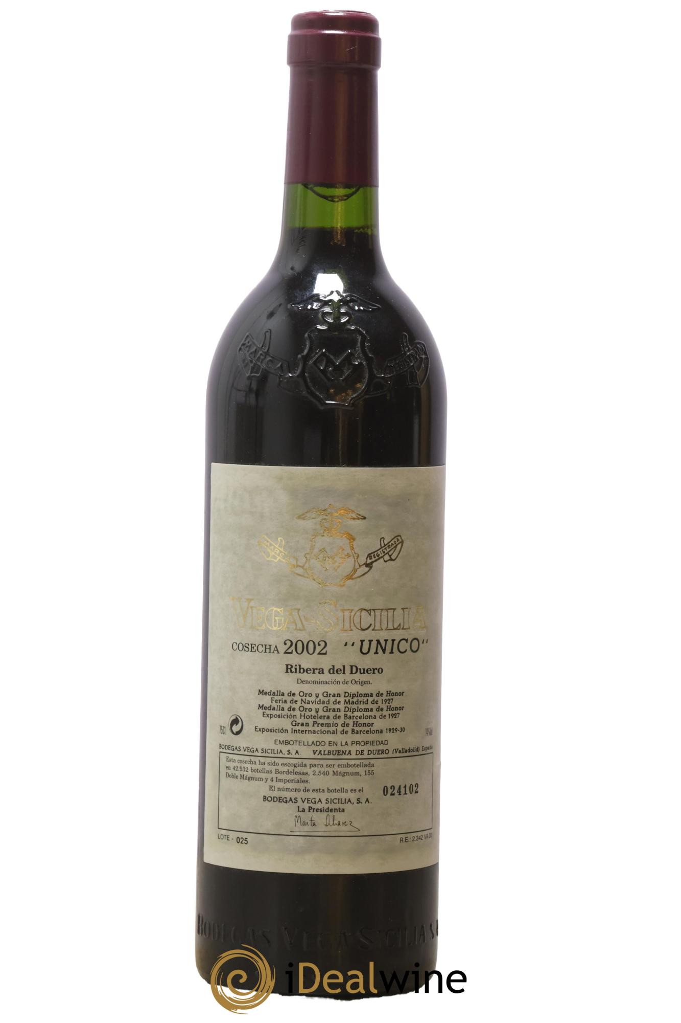 Ribera Del Duero DO Vega Sicilia Unico Famille Alvarez 2002 - Lot of 1 bottle - 0