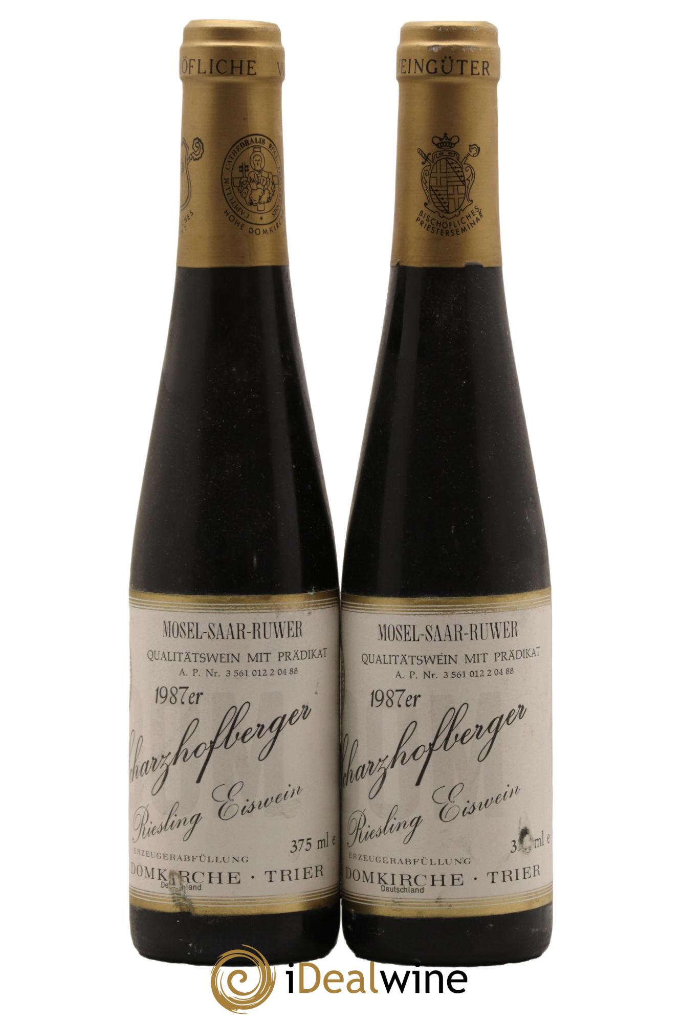 Riesling-Eiswein Hohe Domkirche Scharzhofberger 1987 - Posten von 2 Demi-Flaschen - 0