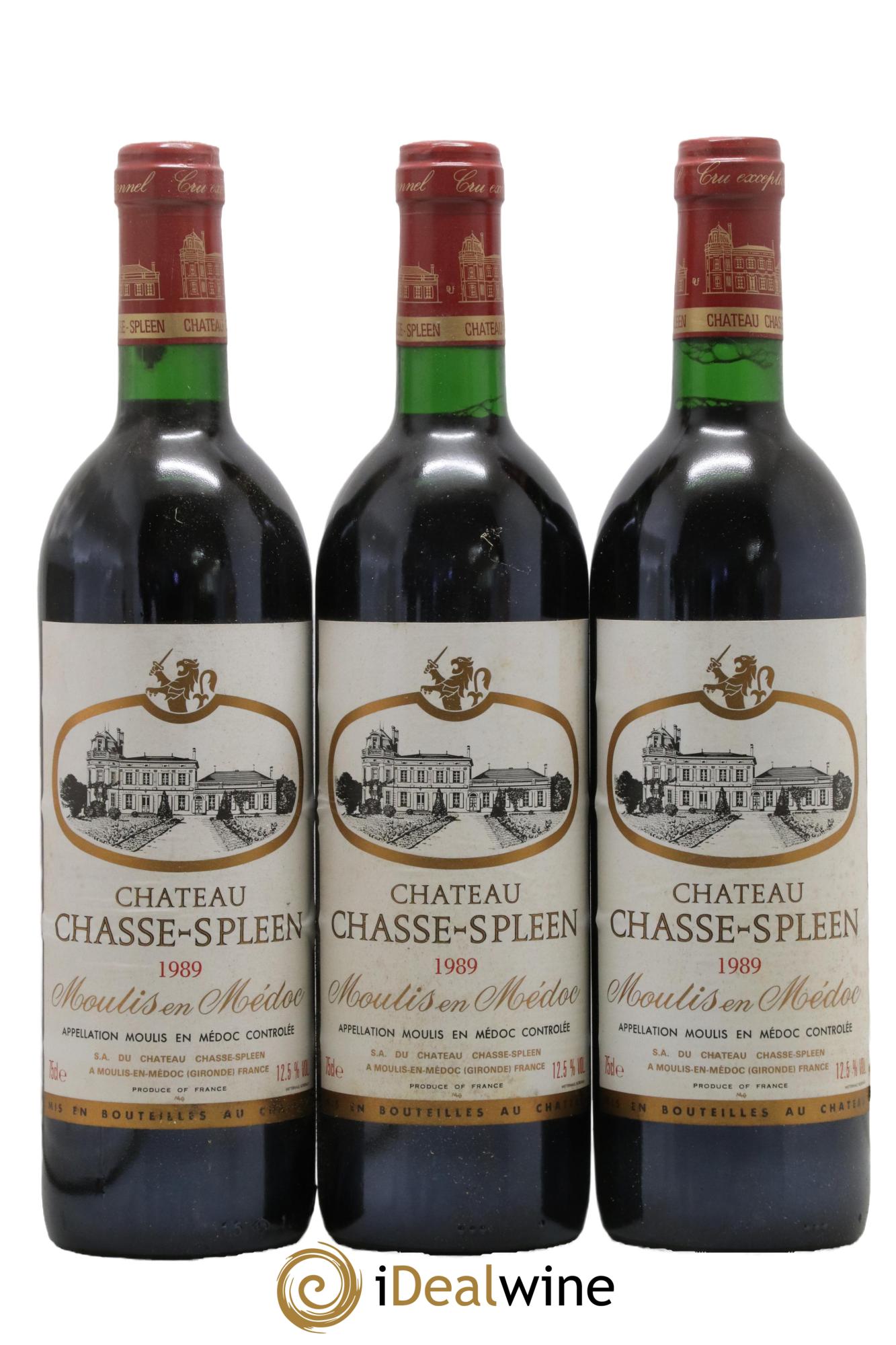 Château Chasse Spleen 1989 - Lot of 3 bottles - 0