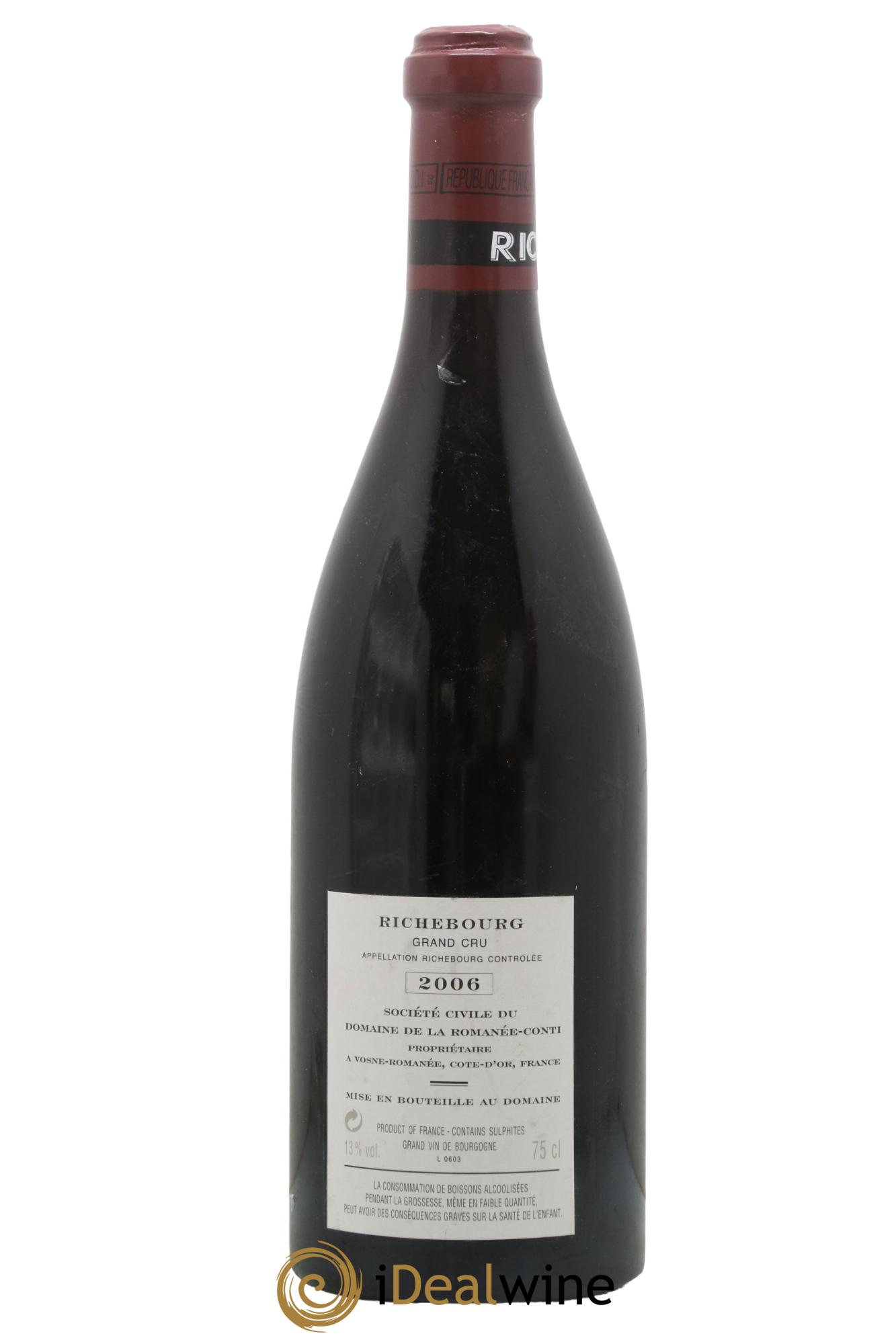 Richebourg Grand Cru Domaine de la Romanée-Conti 2006 - Lot de 1 bouteille - 1