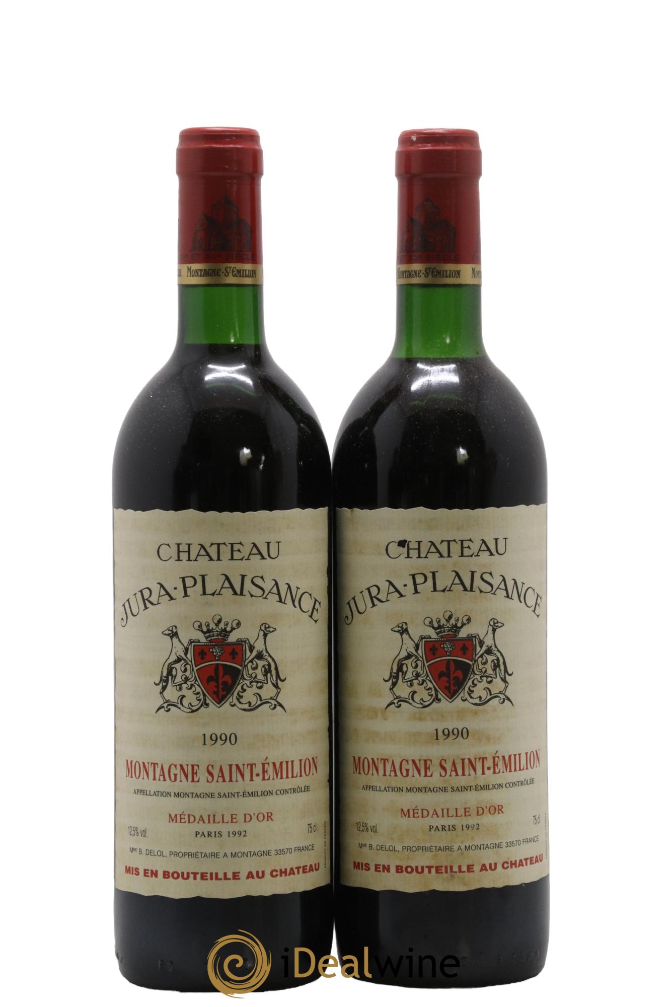 Montagne Saint-Émilion Chateau Jura Plaisance 1990 - Lot de 2 bouteilles - 0