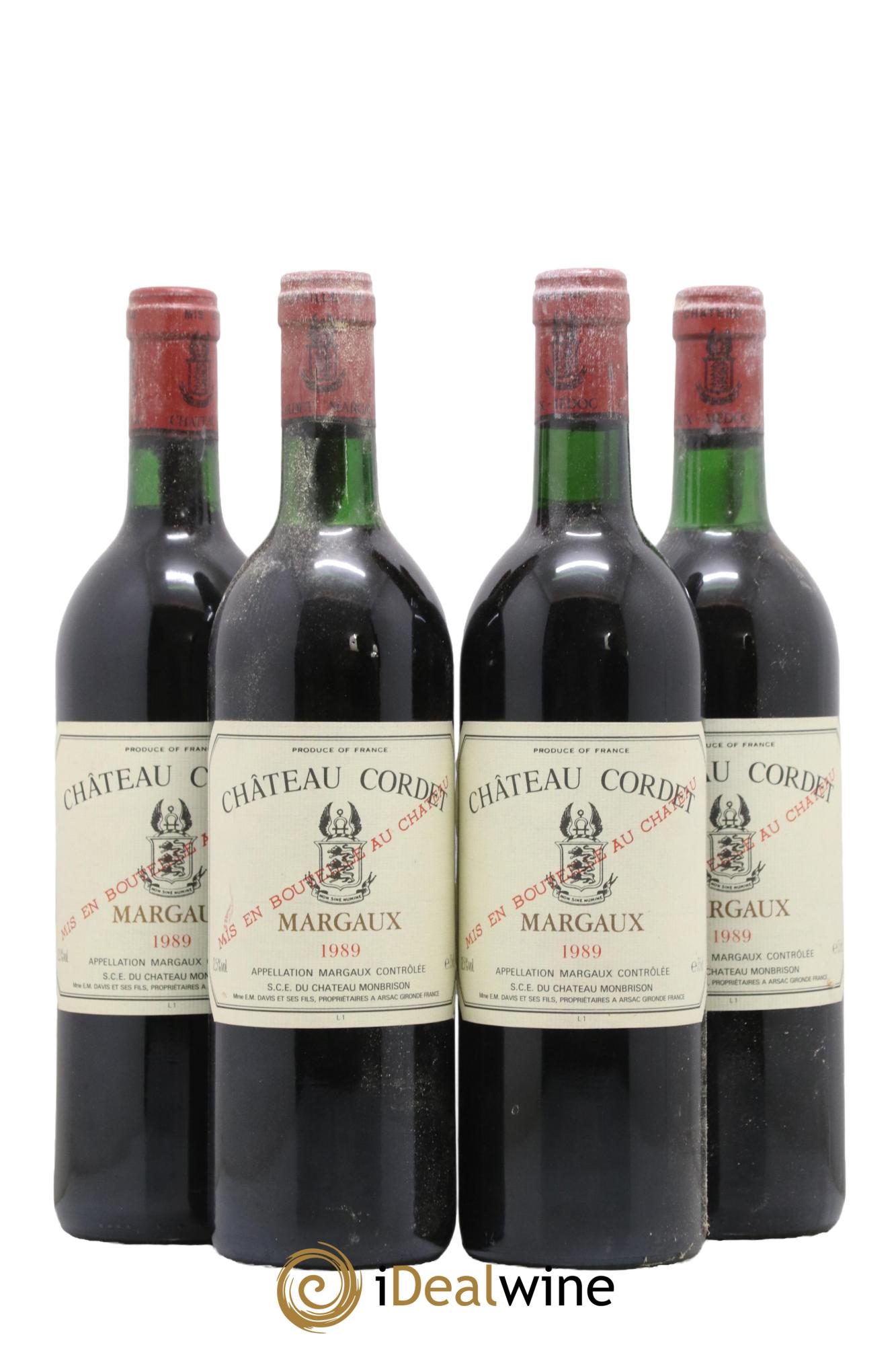 Bordeaux Margaux Chateau Cordet 1989 - Lot de 4 bouteilles - 0