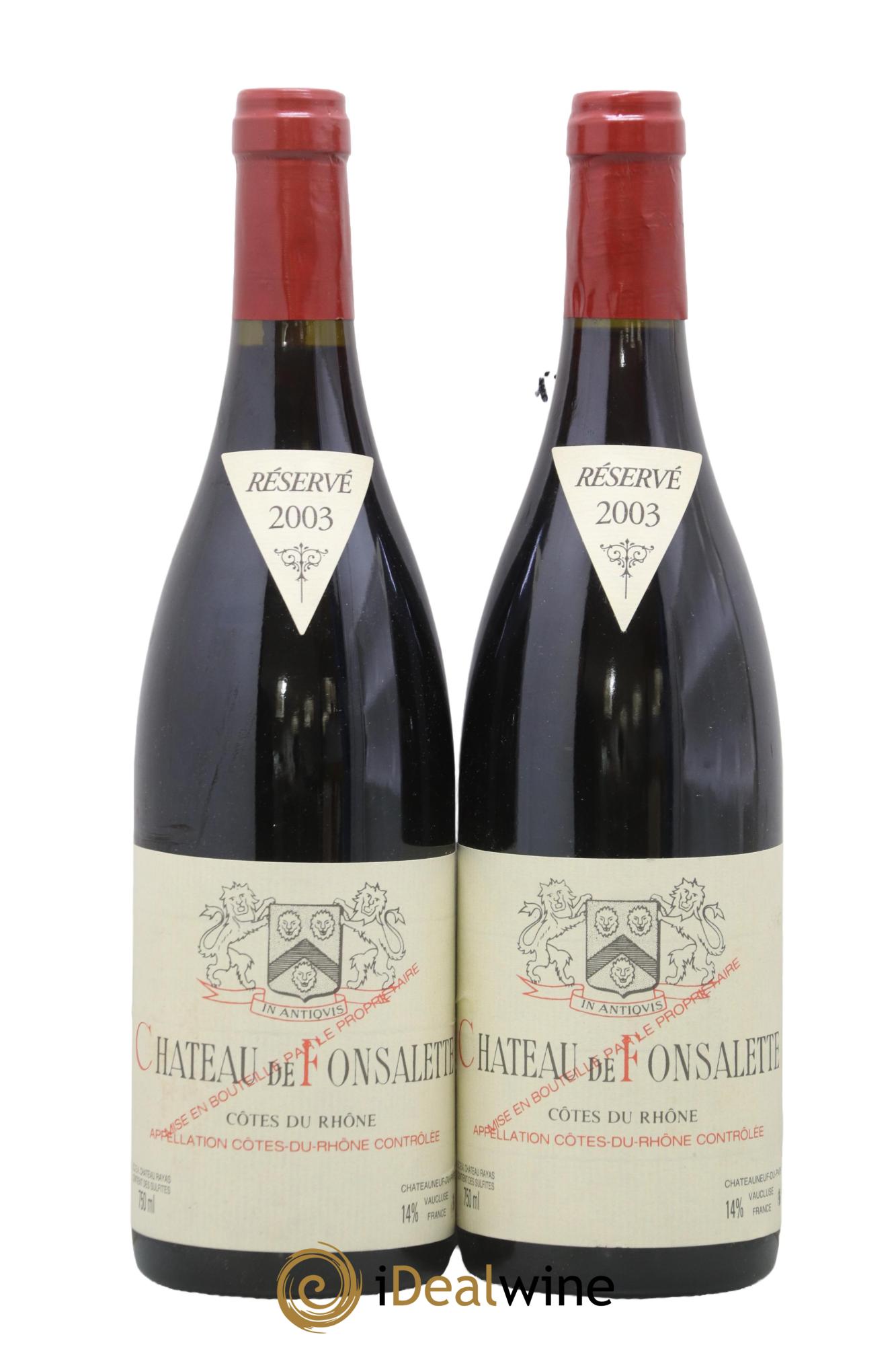 Côtes-du-Rhône Château de Fonsalette Emmanuel Reynaud 2003 - Lotto di 2 bottiglie - 0