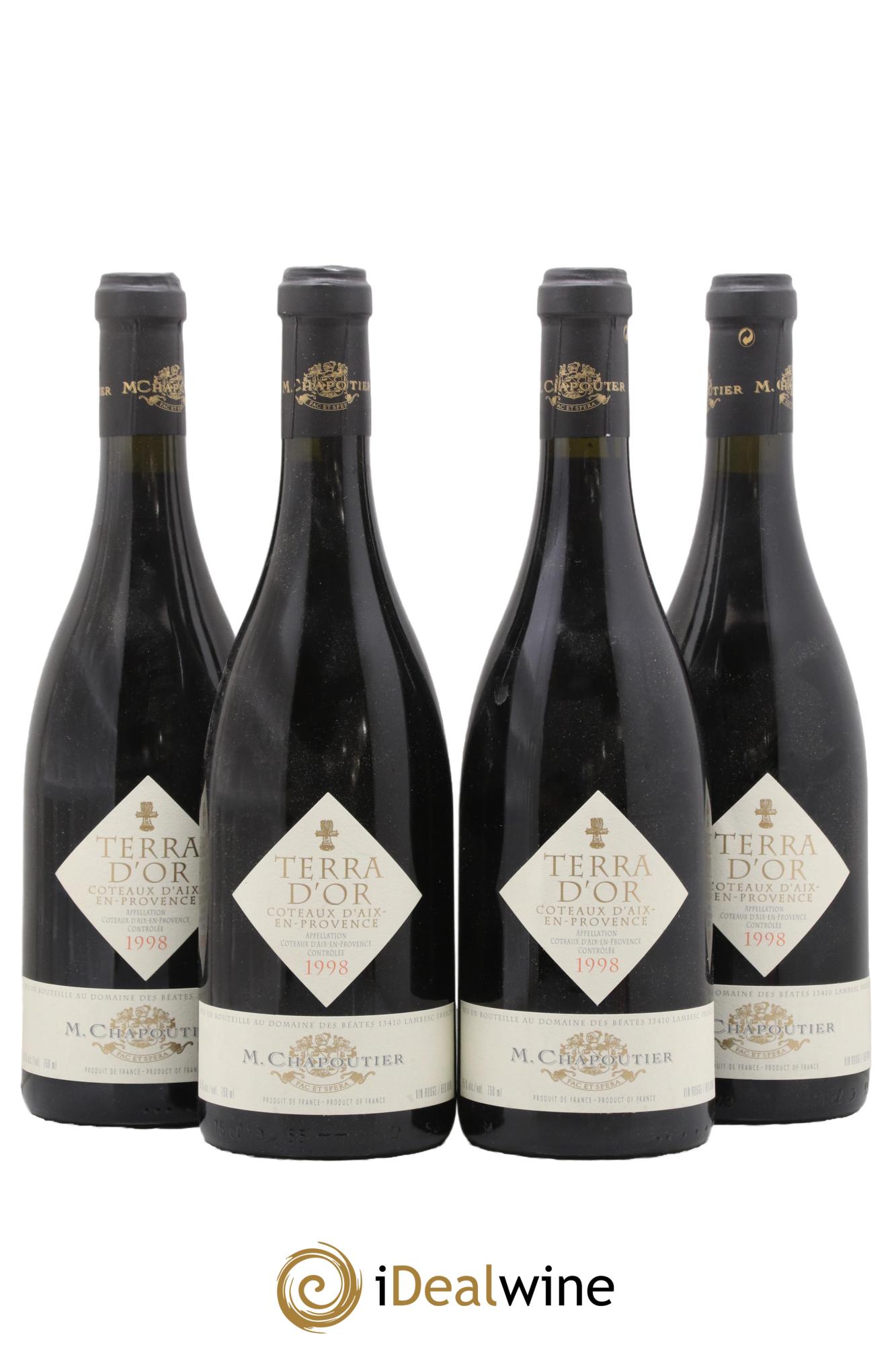 Coteaux d'Aix-en-Provence Terra D'Or Chapoutier 1998 - Lot de 4 bouteilles - 0