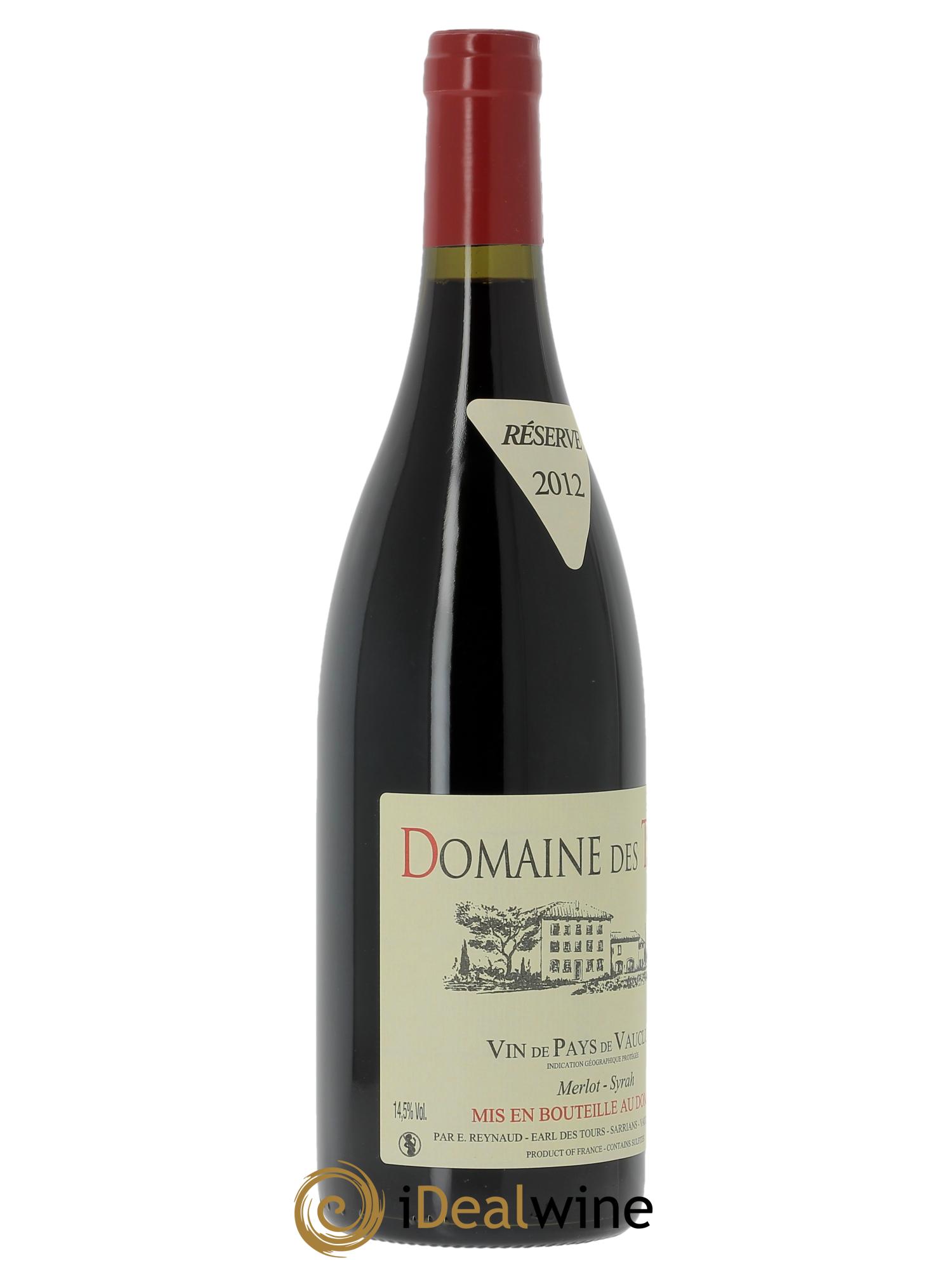 Vaucluse Domaine des Tours Merlot-Syrah Emmanuel Reynaud 2012 - Lot of 1 bottle - 2