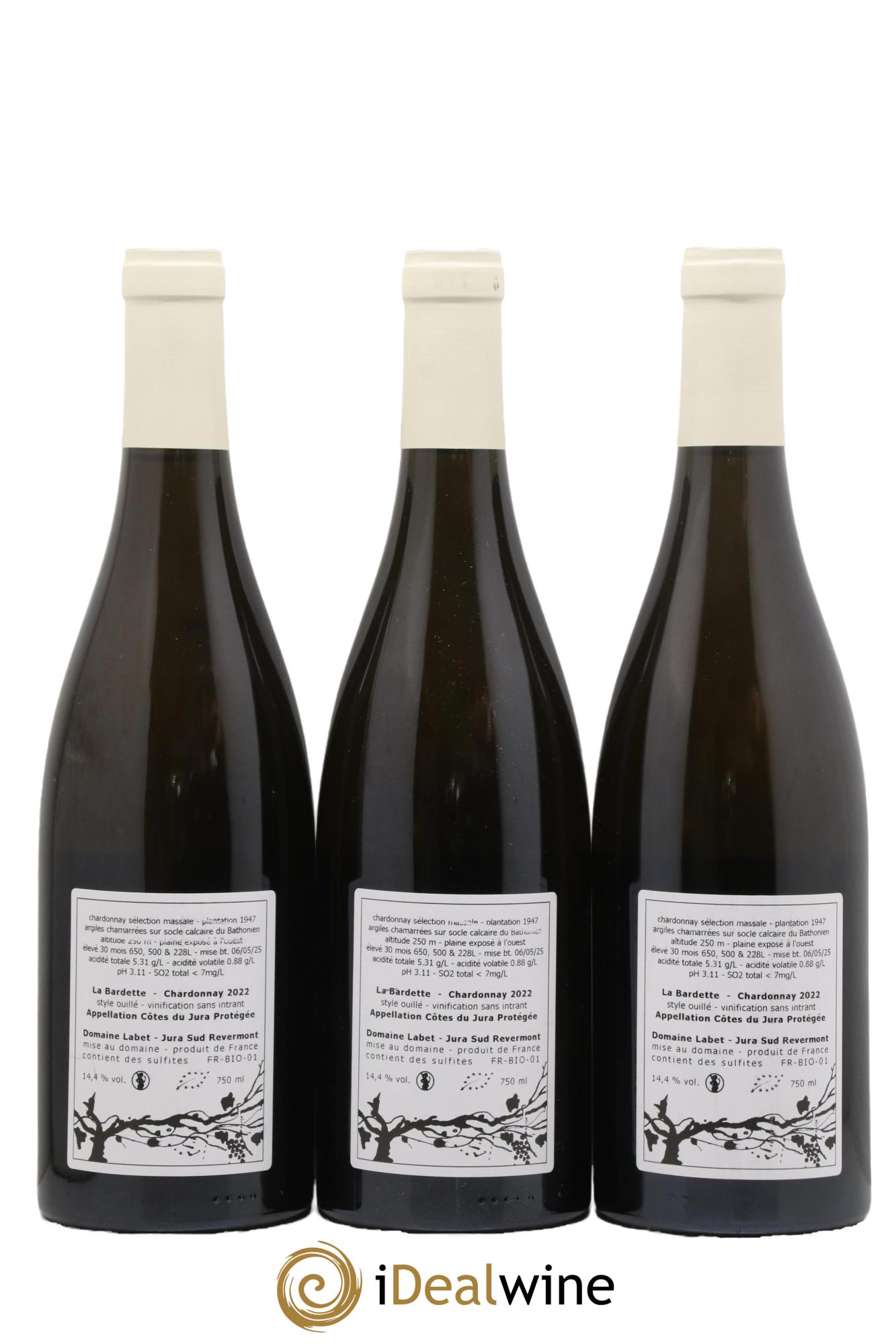 Côtes du Jura Chardonnay La Bardette Romain - Julien  - Charline Labet  2022 - Lotto di 3 bottiglie - 1