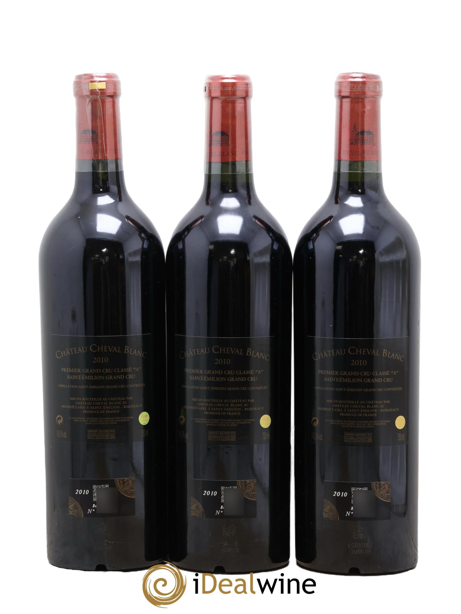 Château Cheval Blanc 1er Grand Cru Classé A 2010 - Lotto di 3 bottiglie - 1