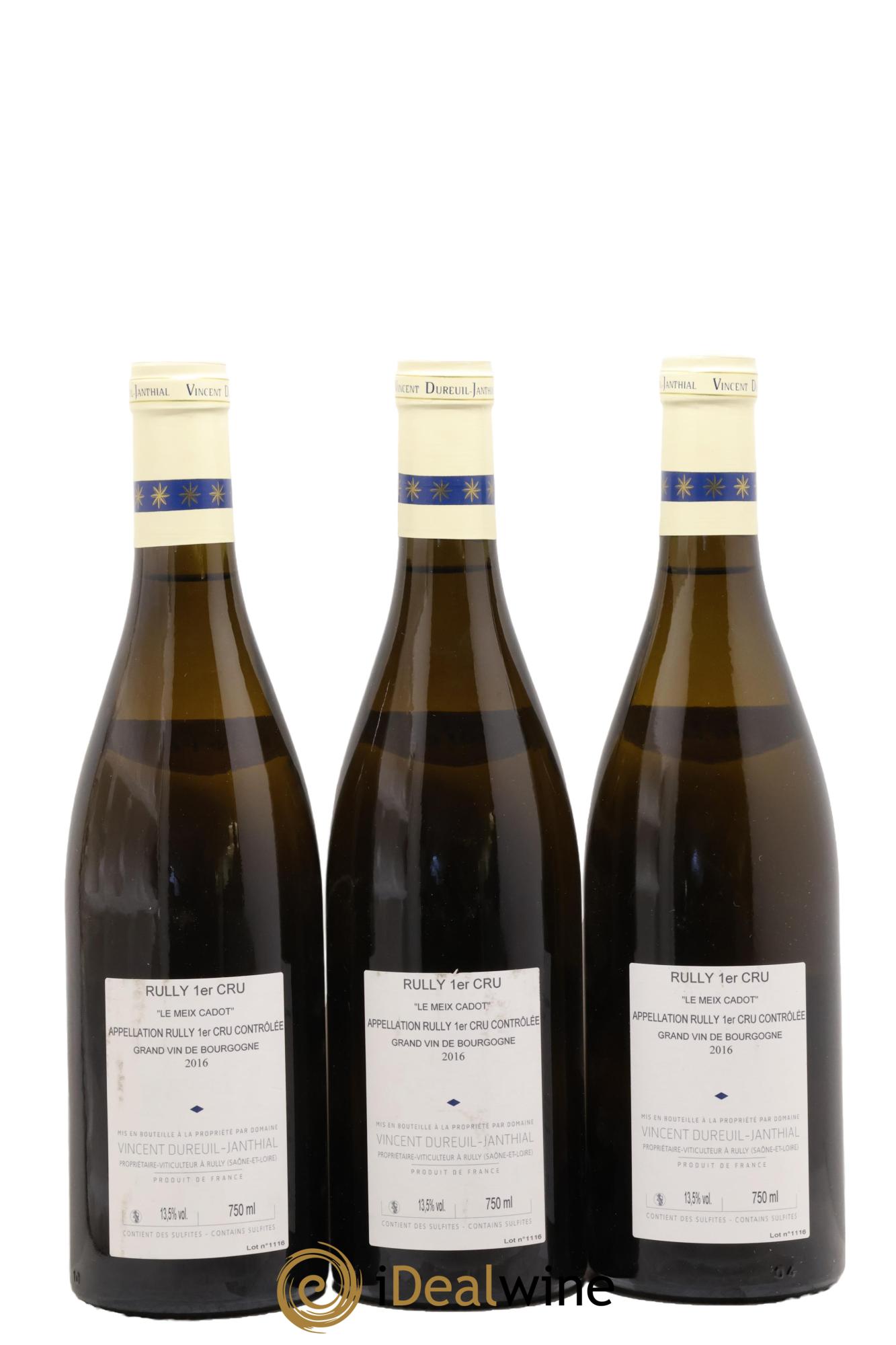 Rully 1er Cru Le Meix Cadot Vieilles Vignes Vincent Dureuil-Janthial 2016 - Lotto di 3 bottiglie - 1
