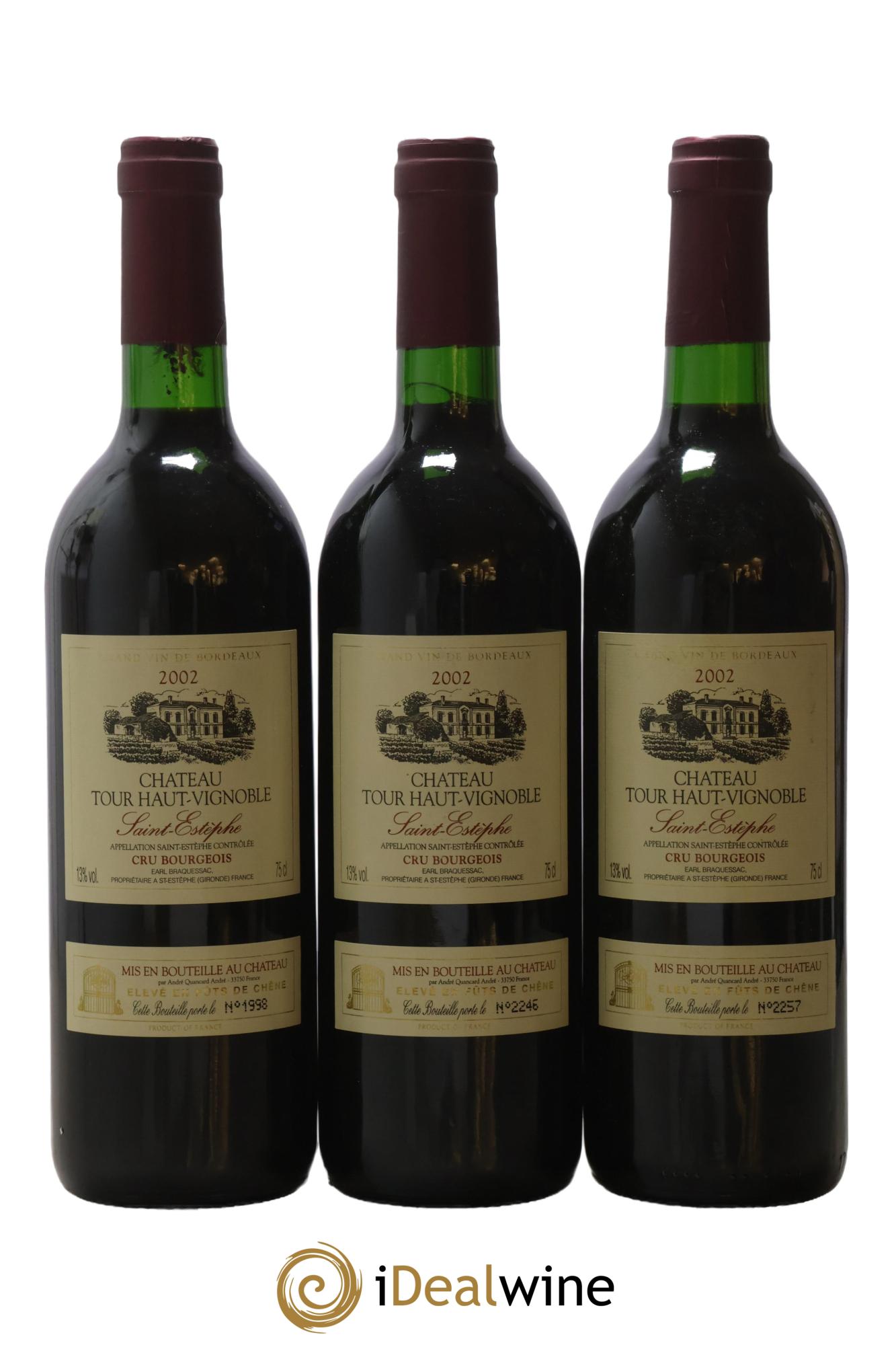 Saint-Estèphe Château Tour Haut-Vignoble 2002 - Posten von 3 Flaschen - 0