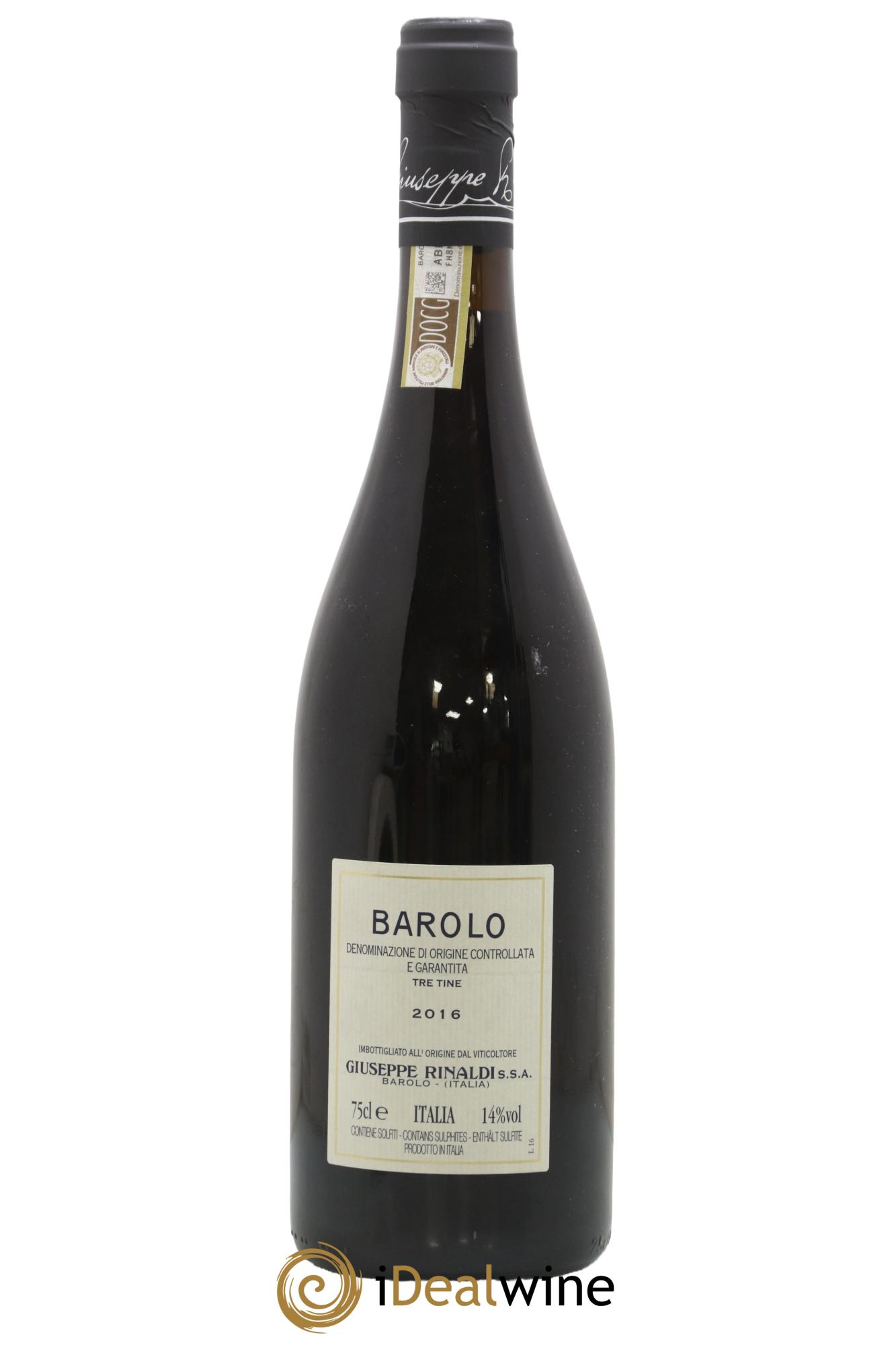 Barolo DOCG Tre Tine Giuseppe Rinaldi 2016 - Lot of 1 bottle - 1
