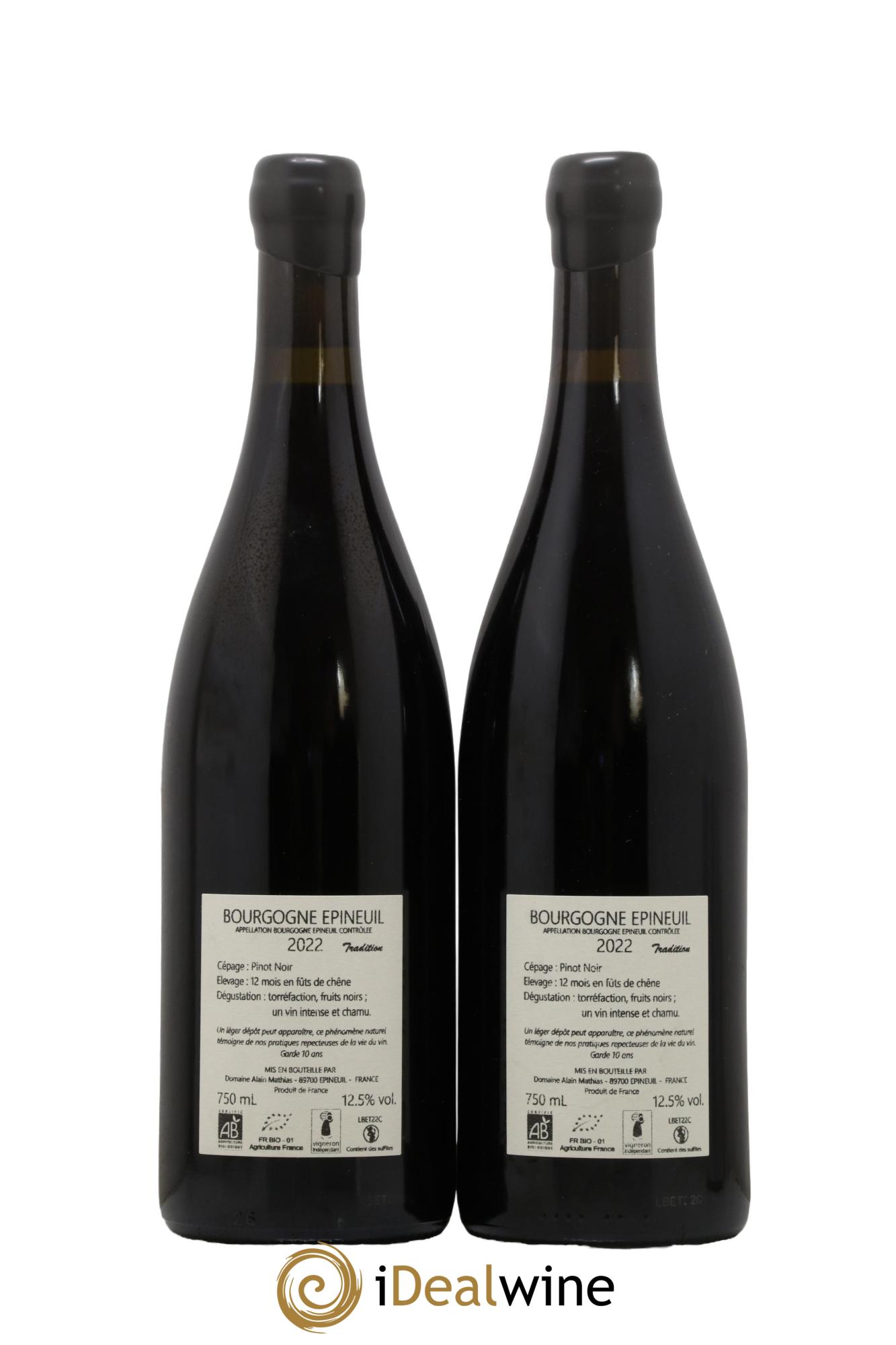 Bourgogne Domaine Alain Mathias Epineuil Tradition 2022 - Posten von 2 Flaschen - 1