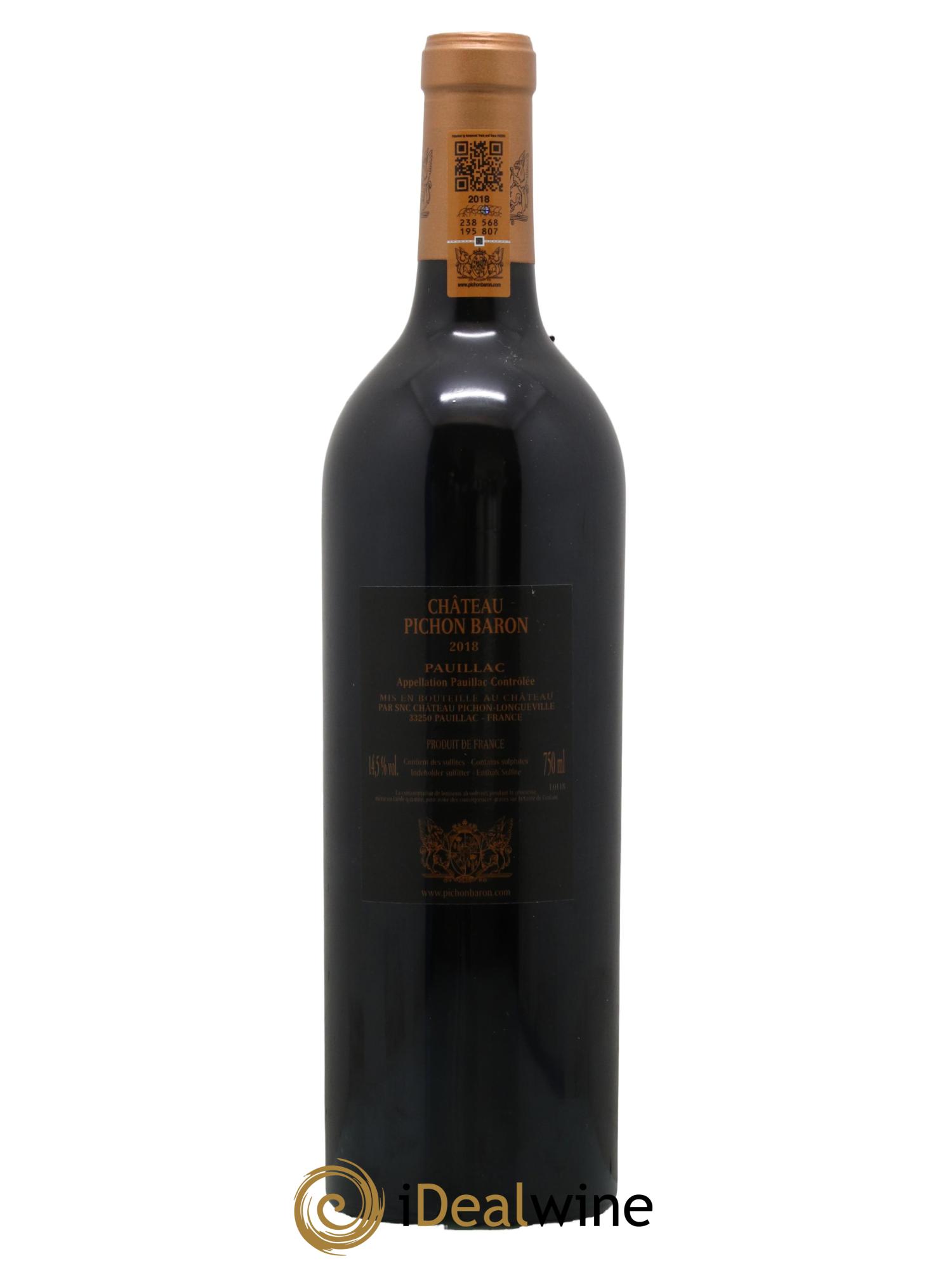 Pichon Longueville Baron 2ème Grand Cru Classé 2018 - Lot de 1 bouteille - 1