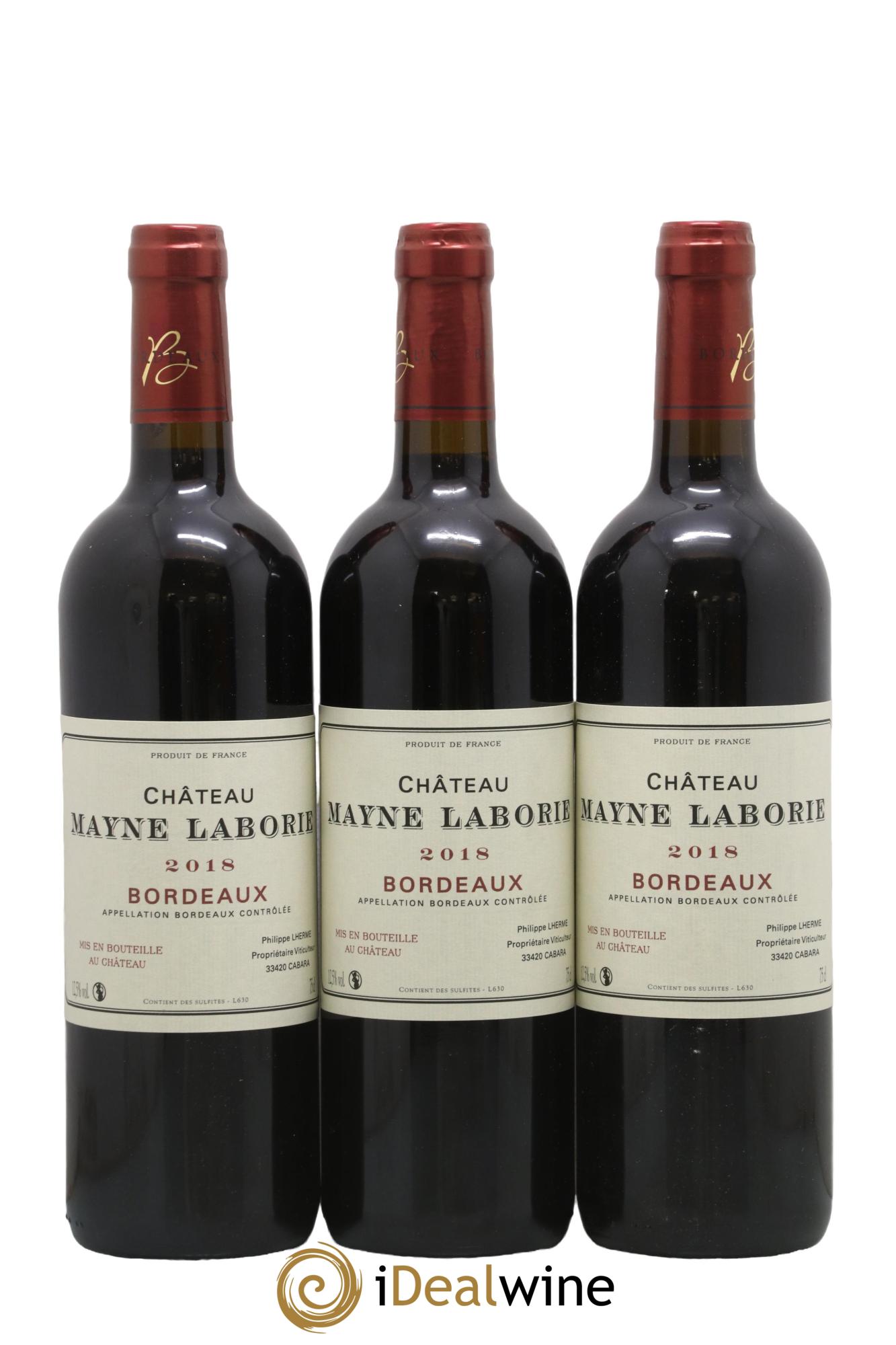 Bordeaux Château Mayne Laborie 2018 - Lot of 3 bottles - 0