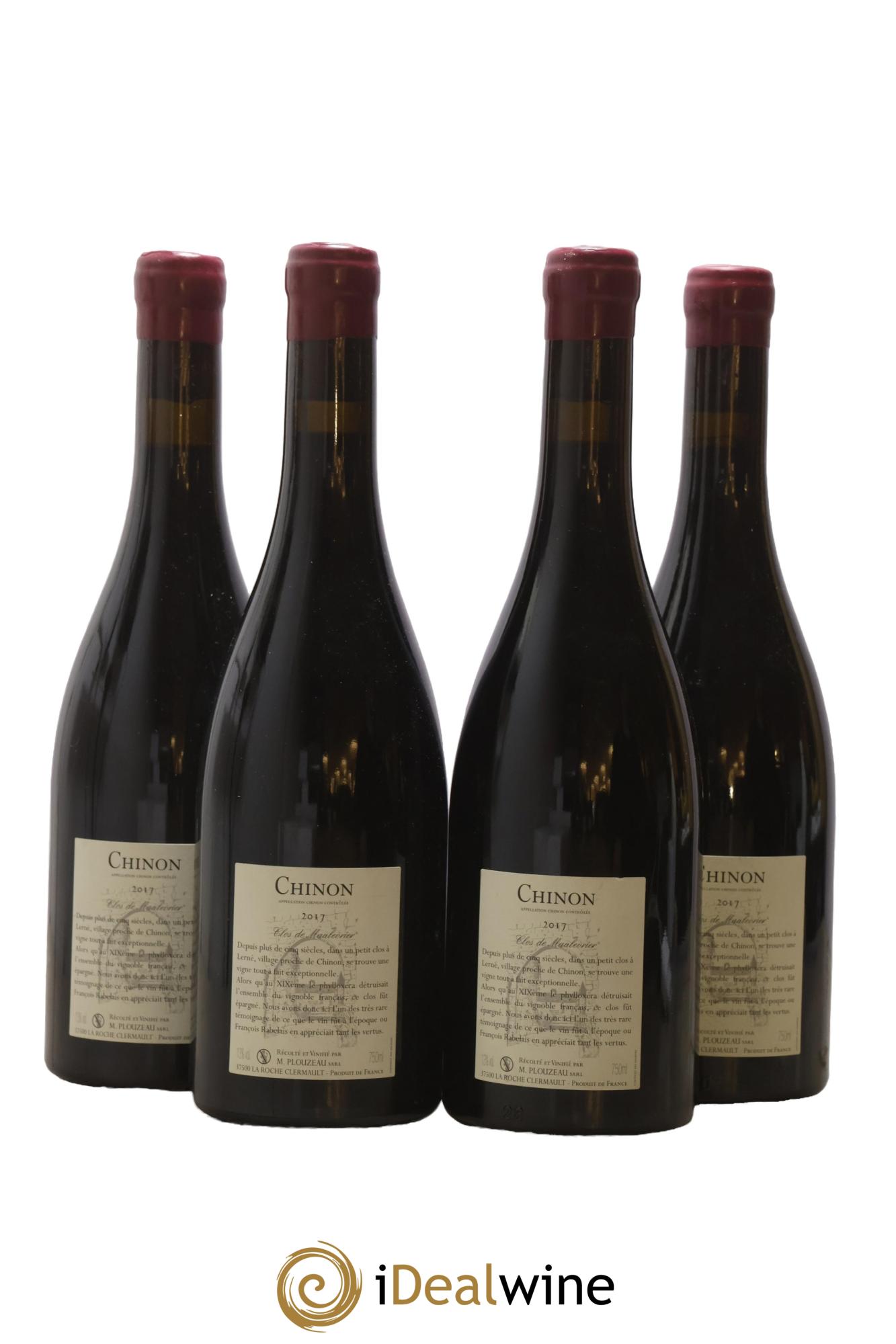 Chinon Clos de Maulevrier Ante Phylloxera Franc de Pied Marc Plouzeau 2017 - Lotto di 4 bottiglie - 1