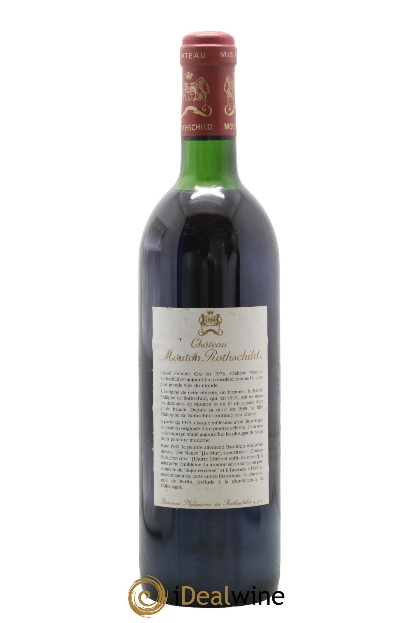 Château Mouton Rothschild 1er Grand Cru Classé 1989 - Lot de 1 bouteille - 1