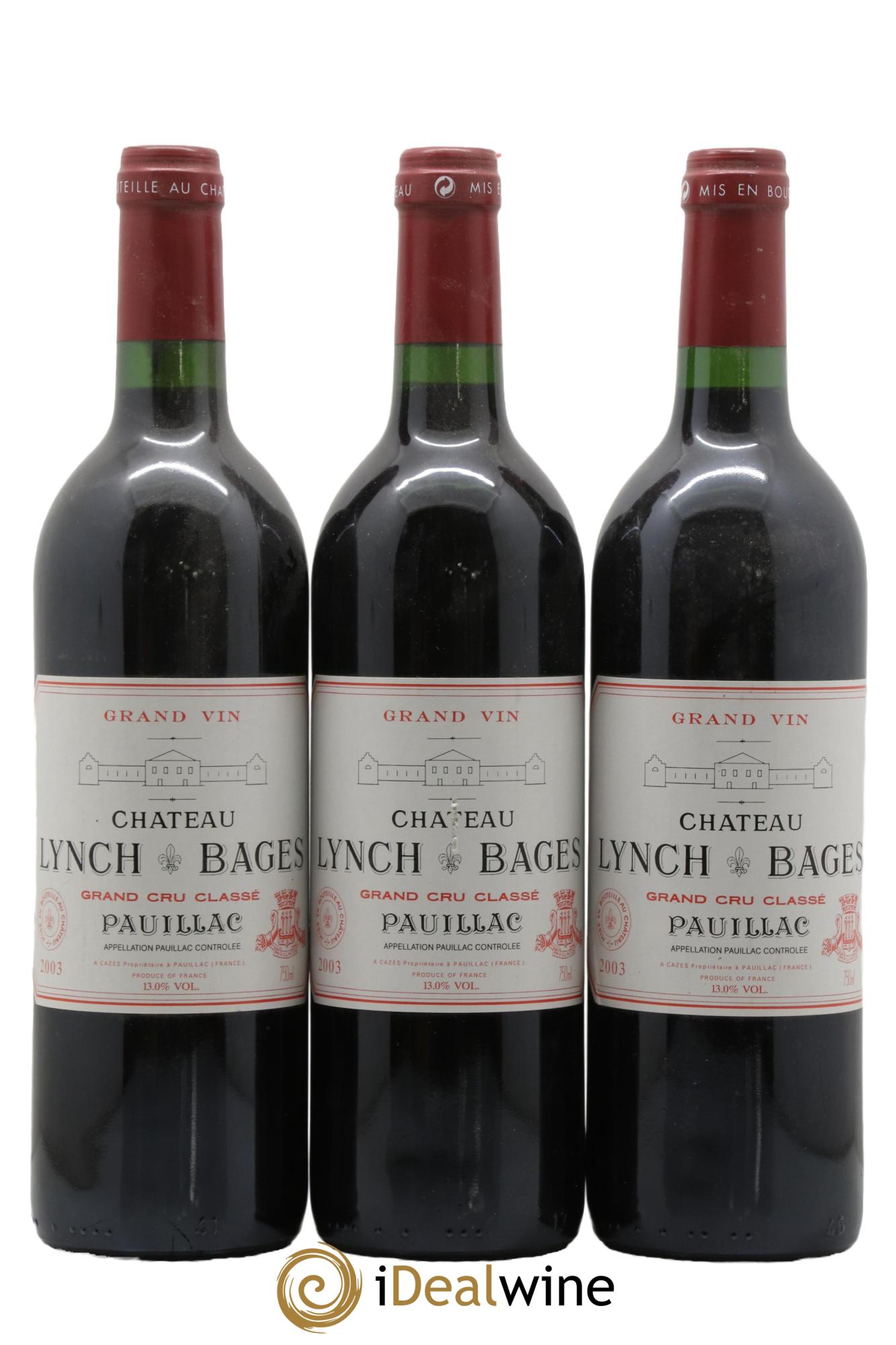 Château Lynch Bages 5ème Grand Cru Classé 2003 - Lot of 3 bottles - 0
