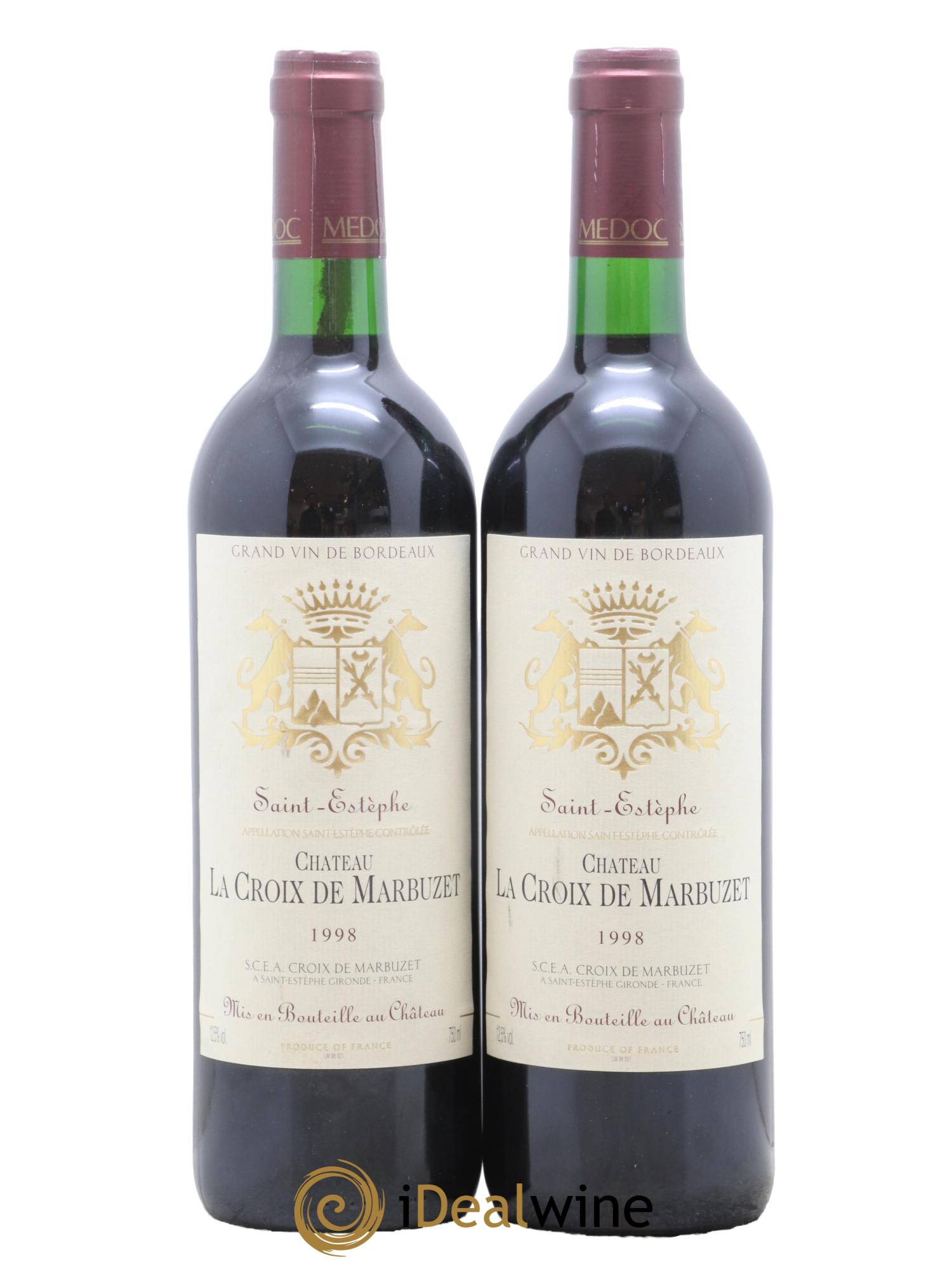 Saint-Estèphe Chateau La Croix de Marbuzet 1998 - Lot de 2 bouteilles - 0