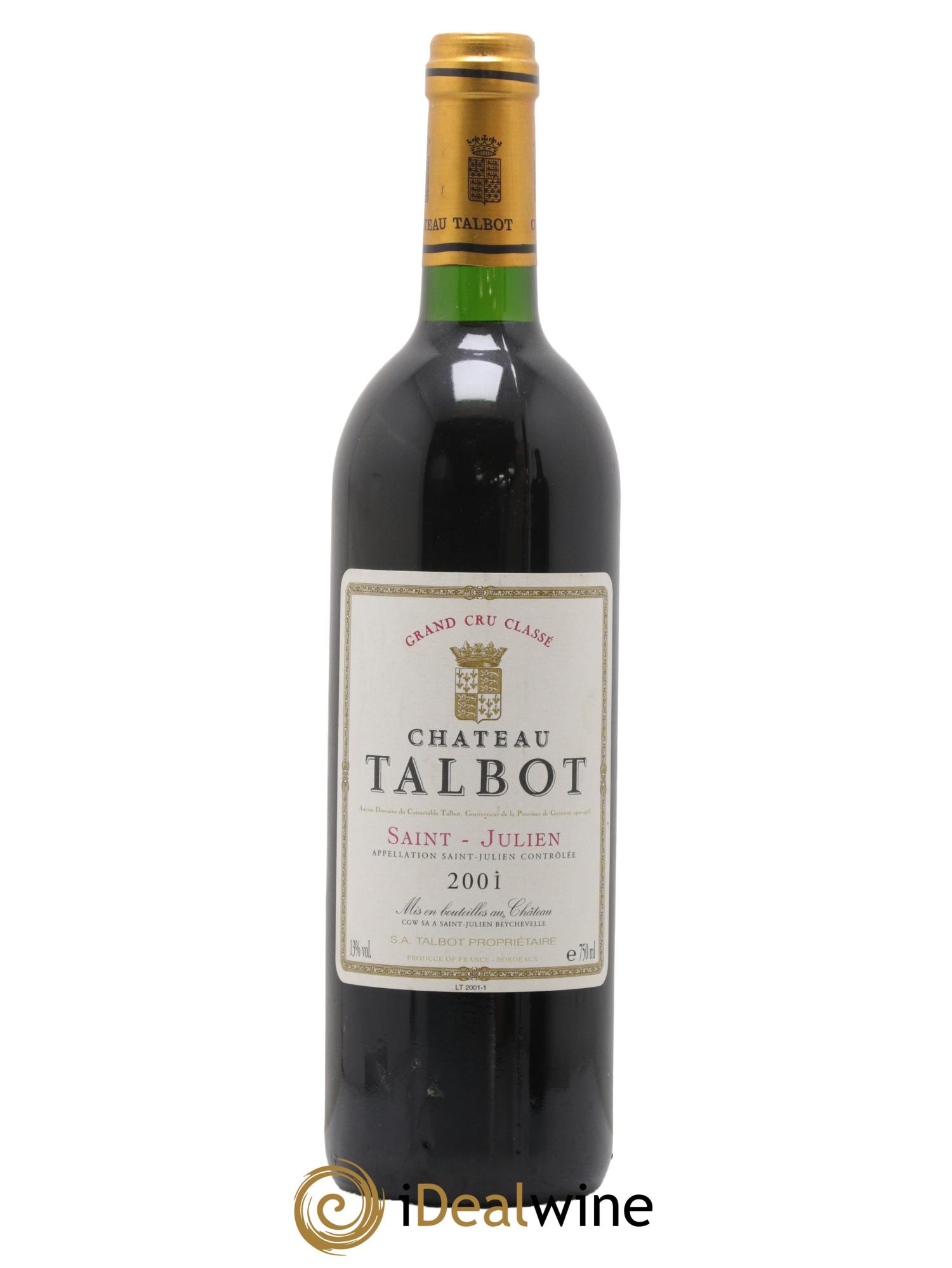 Château Talbot 4ème Grand Cru Classé 2001 - Lot de 1 bouteille - 0
