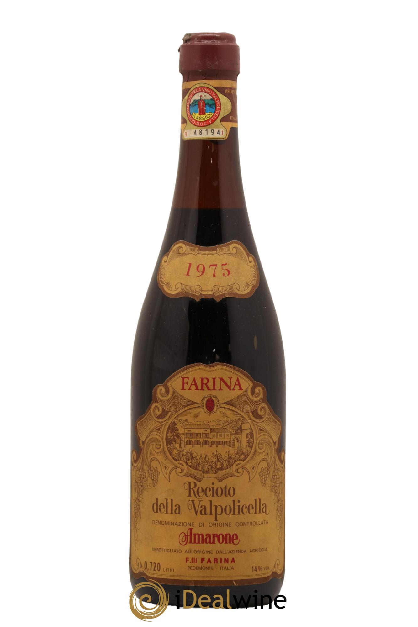 Amarone della Valpolicella DOC Recioto Farina 1975 - Lot de 1 bouteille - 0