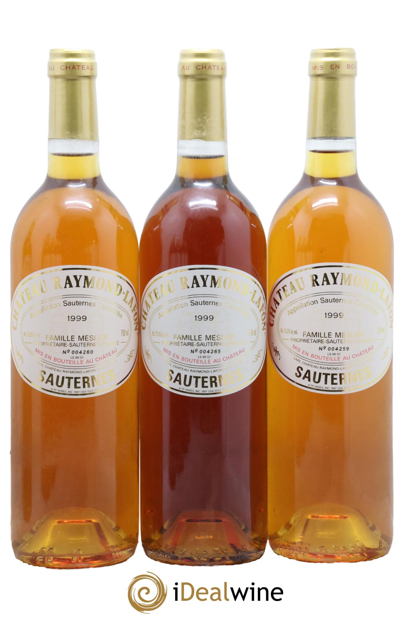 Château Raymond Lafon 1999 - Lote de 3 botellas - 0