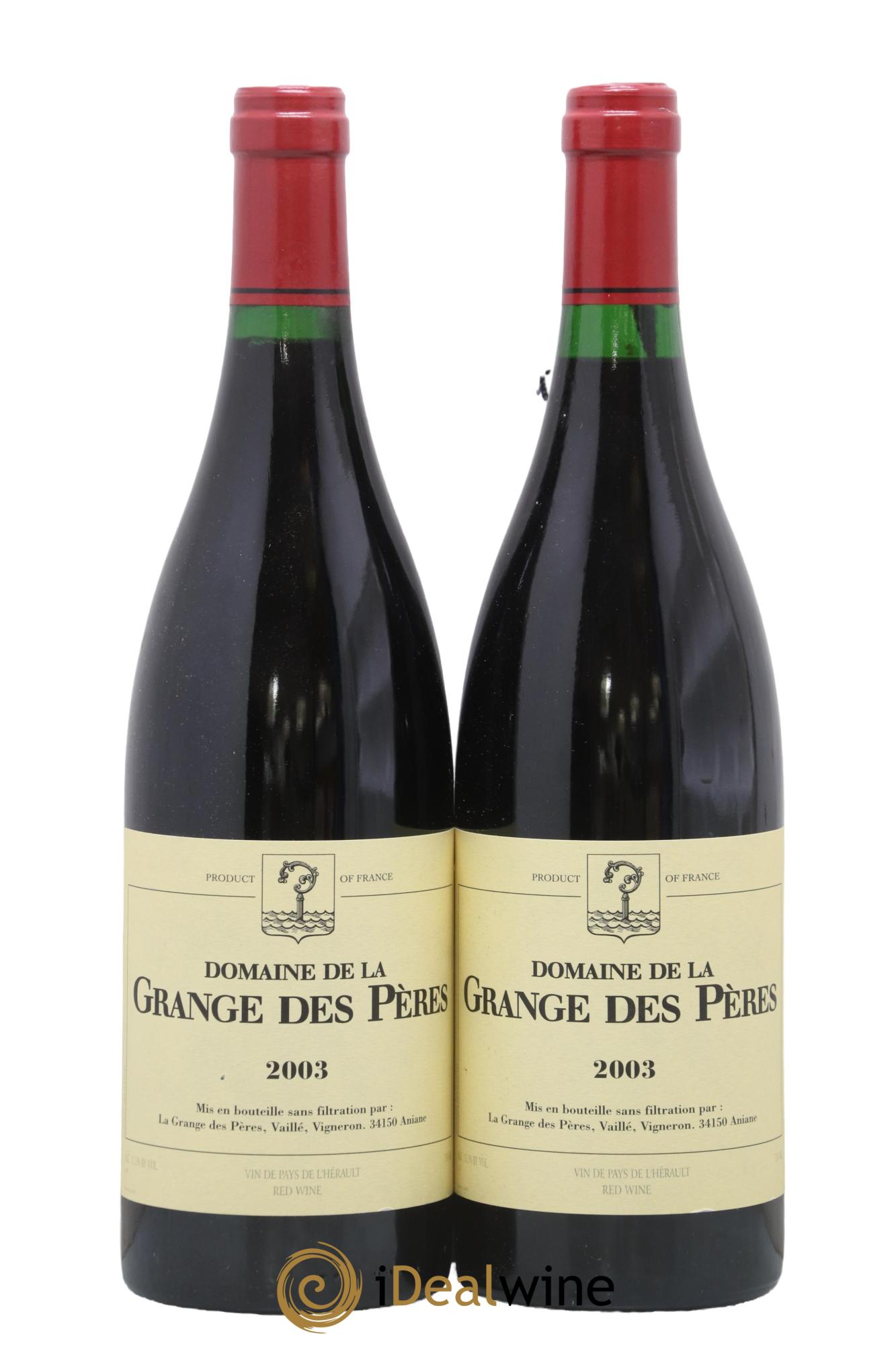 IGP Pays d'Hérault Grange des Pères Laurent Vaillé 2003 - Lot de 2 bouteilles - 0