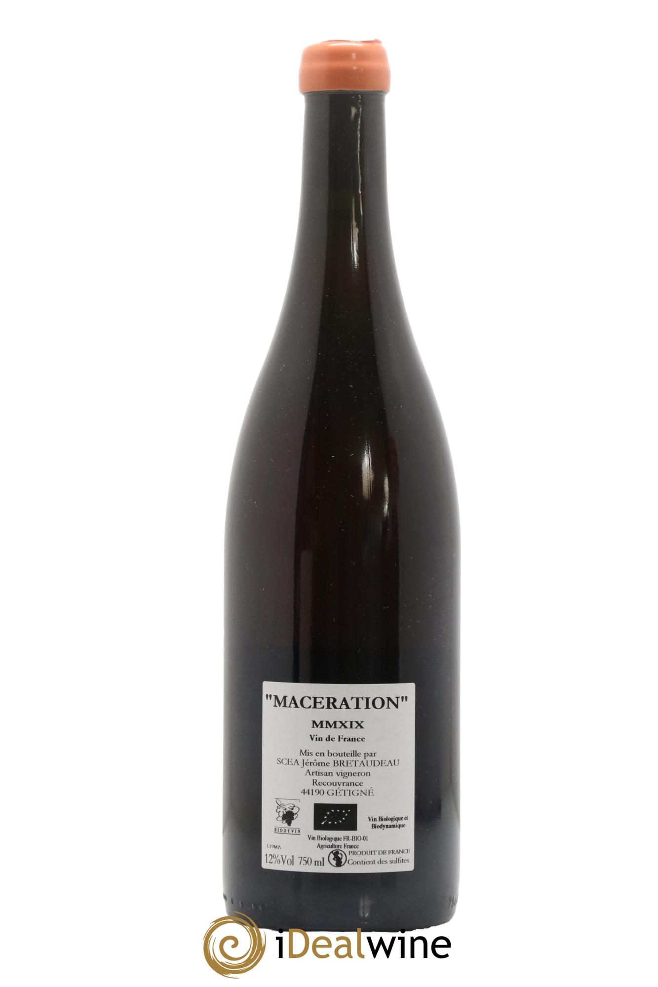 Vin de France Macération Jérôme Bretaudeau - Domaine de Bellevue 2019 - Lot de 1 bouteille - 1